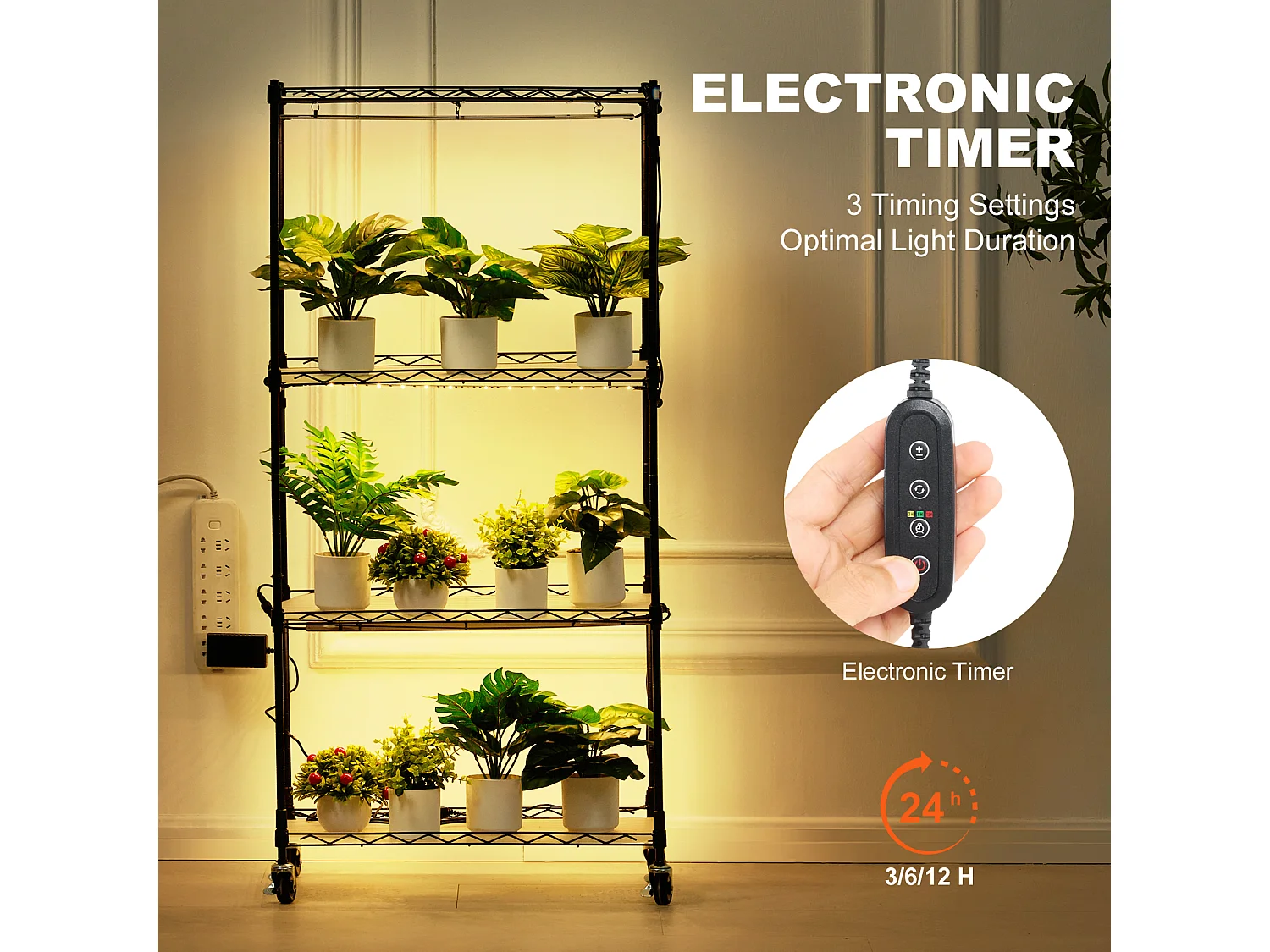 Support pour Plantes SucceBuy, avec Lampes de Croissance, 4 Niveaux, 45 W, 60x35x126,5 cm, pour Jardinage Germination Graines