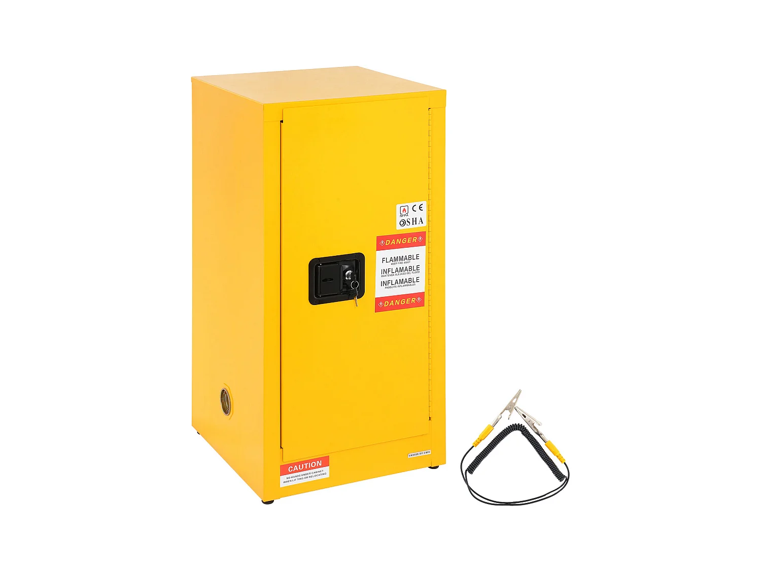 Armoire de Sécurité SucceBuy pour Liquides Inflammables Porte Simple et Fermeture Manuelle Jaune Stockage Dangereux 900 x 460 x 460MM
