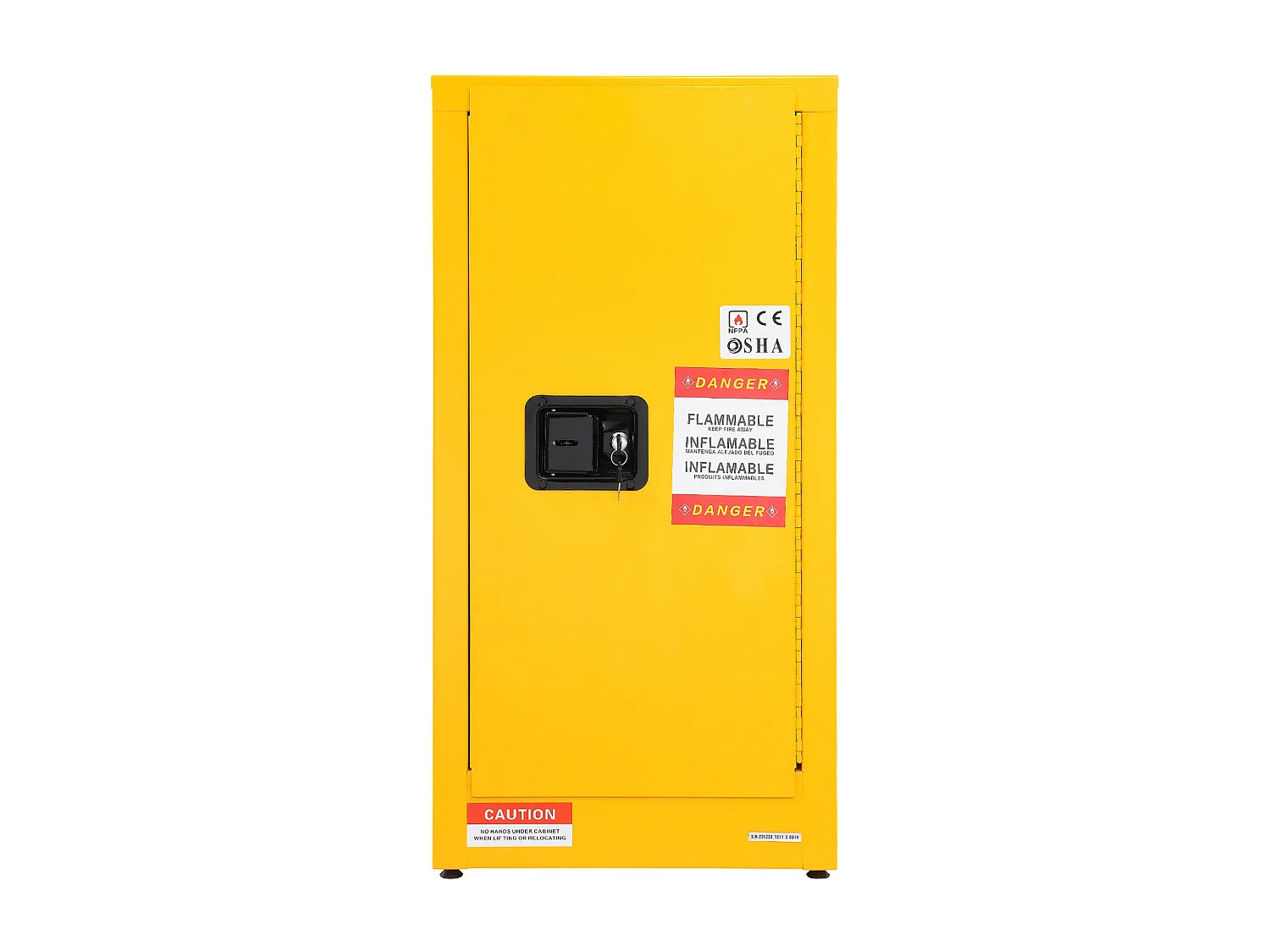 Armoire de Sécurité SucceBuy pour Liquides Inflammables Porte Simple et Fermeture Manuelle Jaune Stockage Dangereux 900 x 460 x 460MM