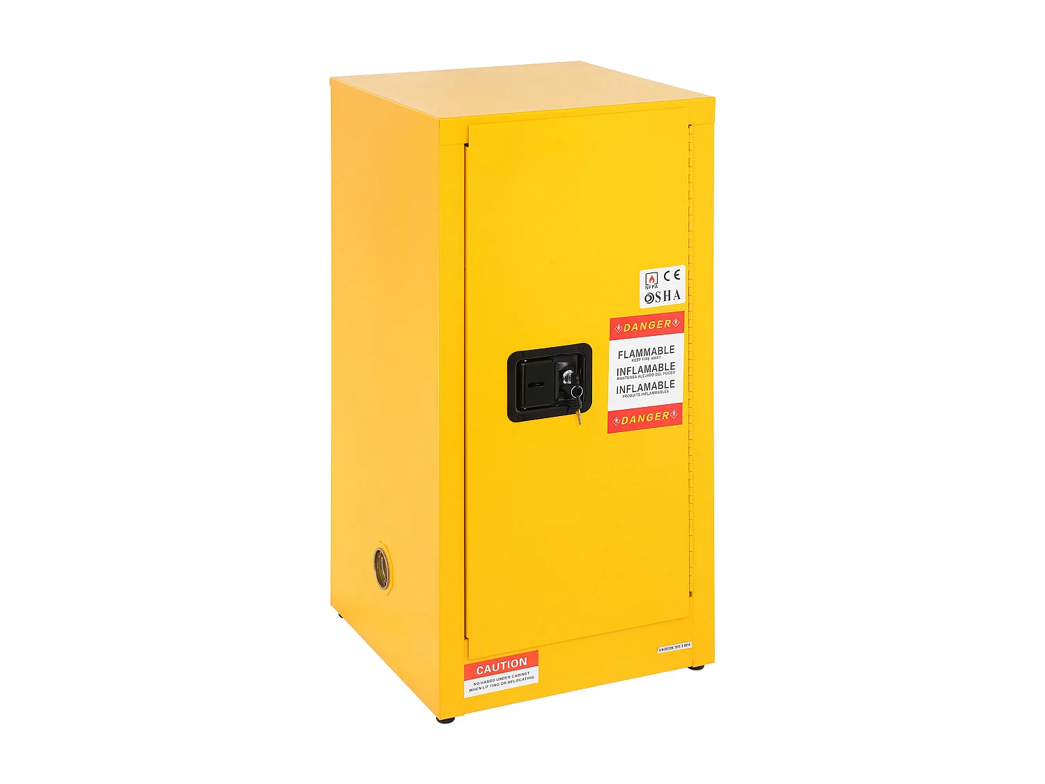 Armoire de Sécurité SucceBuy pour Liquides Inflammables Porte Simple et Fermeture Manuelle Jaune Stockage Dangereux 900 x 460 x 460MM