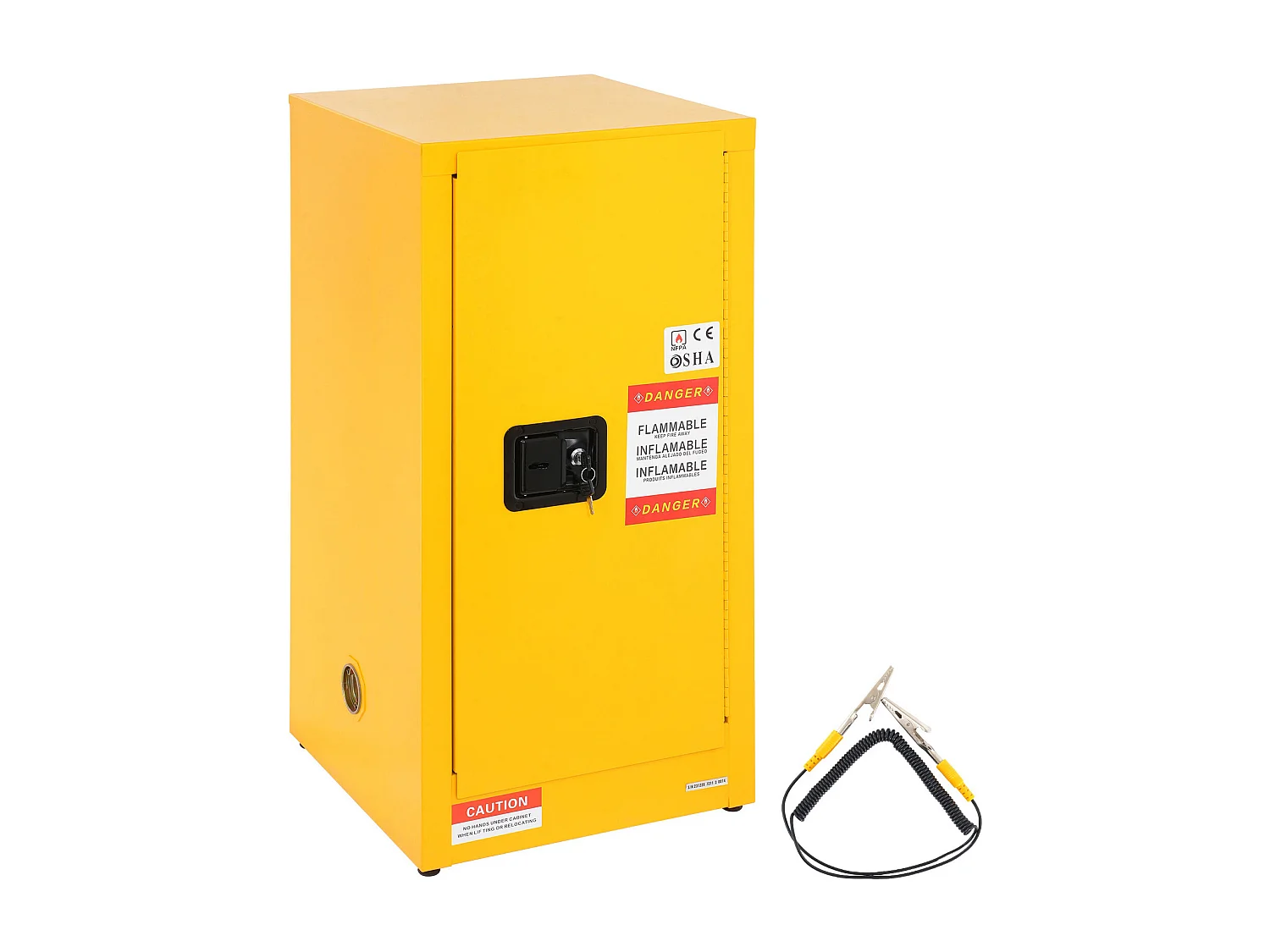 Armoire de Sécurité SucceBuy pour Liquides Inflammables Porte Simple et Fermeture Manuelle Jaune Stockage Dangereux 900 x 460 x 460MM