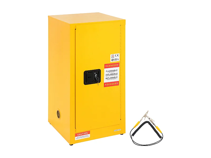 Armoire de Sécurité SucceBuy pour Liquides Inflammables Porte Simple et Fermeture Manuelle Jaune Stockage Dangereux 900 x 460 x 460MM