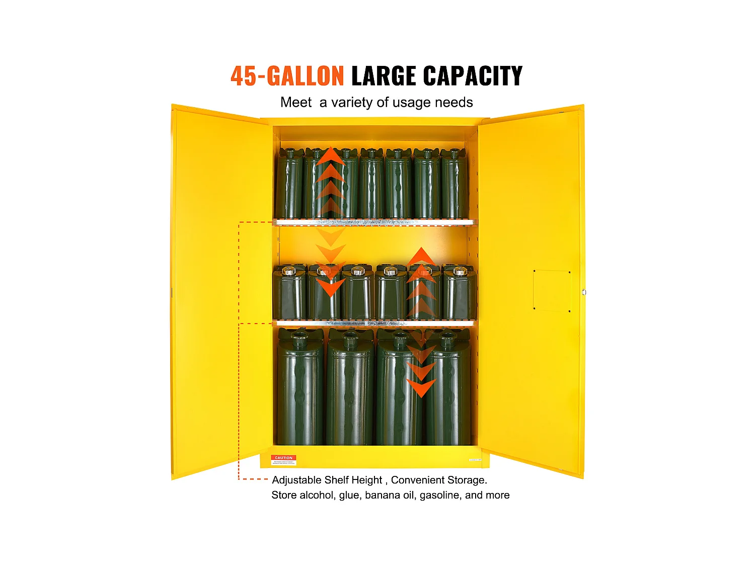 Armoire de Sécurité SucceBuy pour Produits Inflammables 170,3 L 109x46x165,5 Cm, Armoire Coupe-Feu pour Liquides Inflammables, avec 2 Étagères Réglables