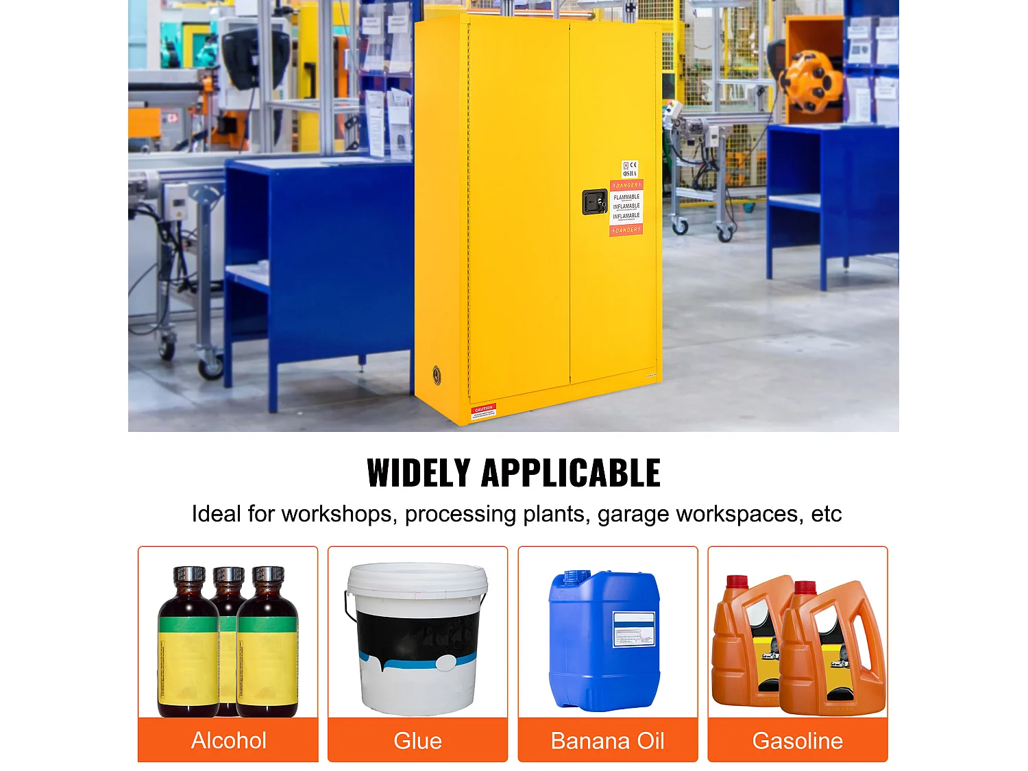 Armadio di Sicurezza SucceBuy per Prodotti Infiammabili 170,3 L 109x46x165,5 Cm, Armadio Ignifugo per Liquidi Infiammabili, con 2 Ripiani Regolabili