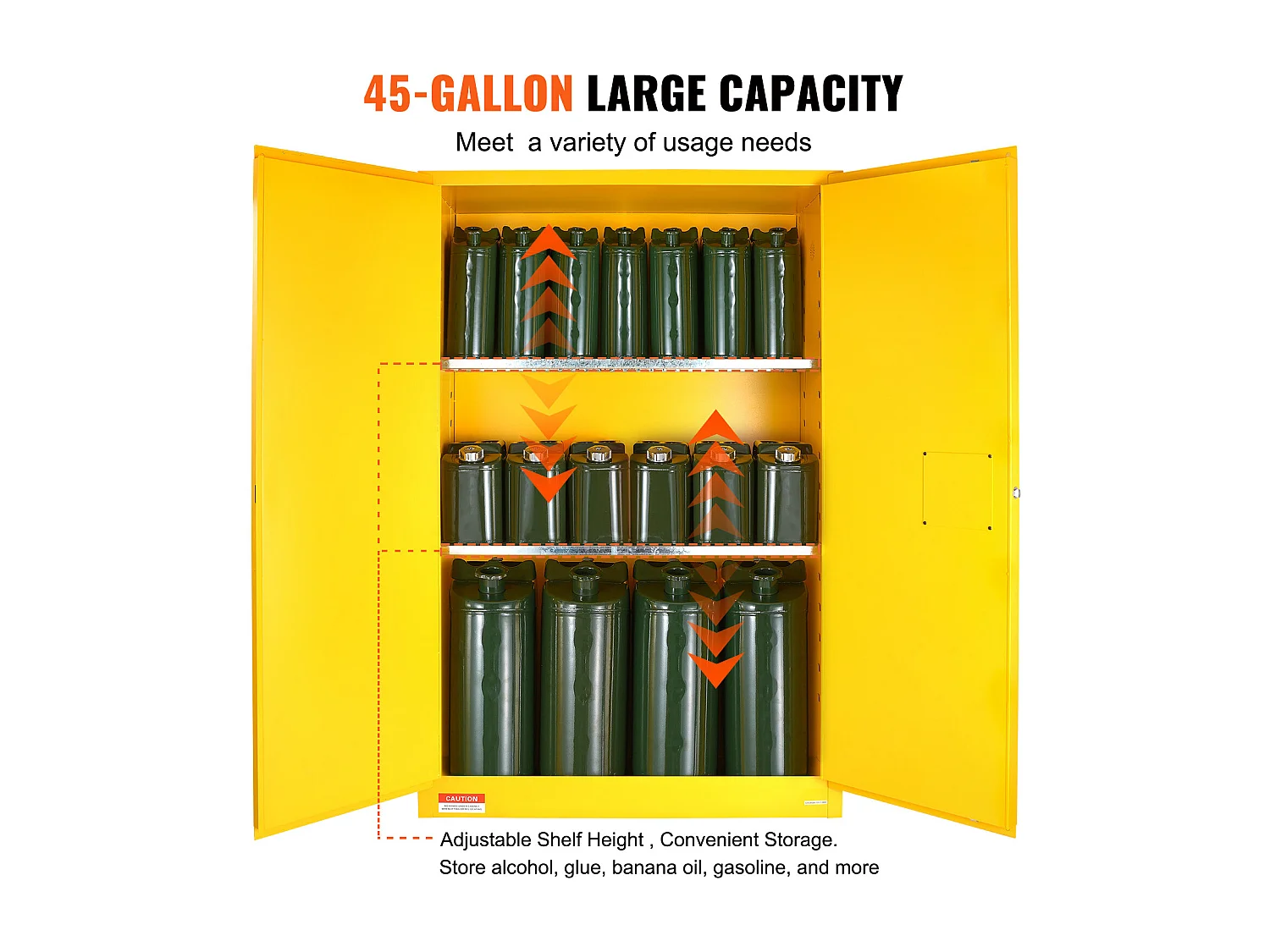 Armadio di Sicurezza SucceBuy per Prodotti Infiammabili 170,3 L 109x46x165,5 Cm, Armadio Ignifugo per Liquidi Infiammabili, con 2 Ripiani Regolabili