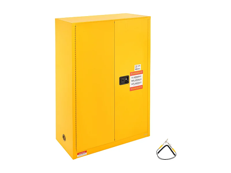 Armoire de Sécurité SucceBuy pour Produits Inflammables 170,3 L 109x46x165,5 Cm, Armoire Coupe-Feu pour Liquides Inflammables, avec 2 Étagères Réglables
