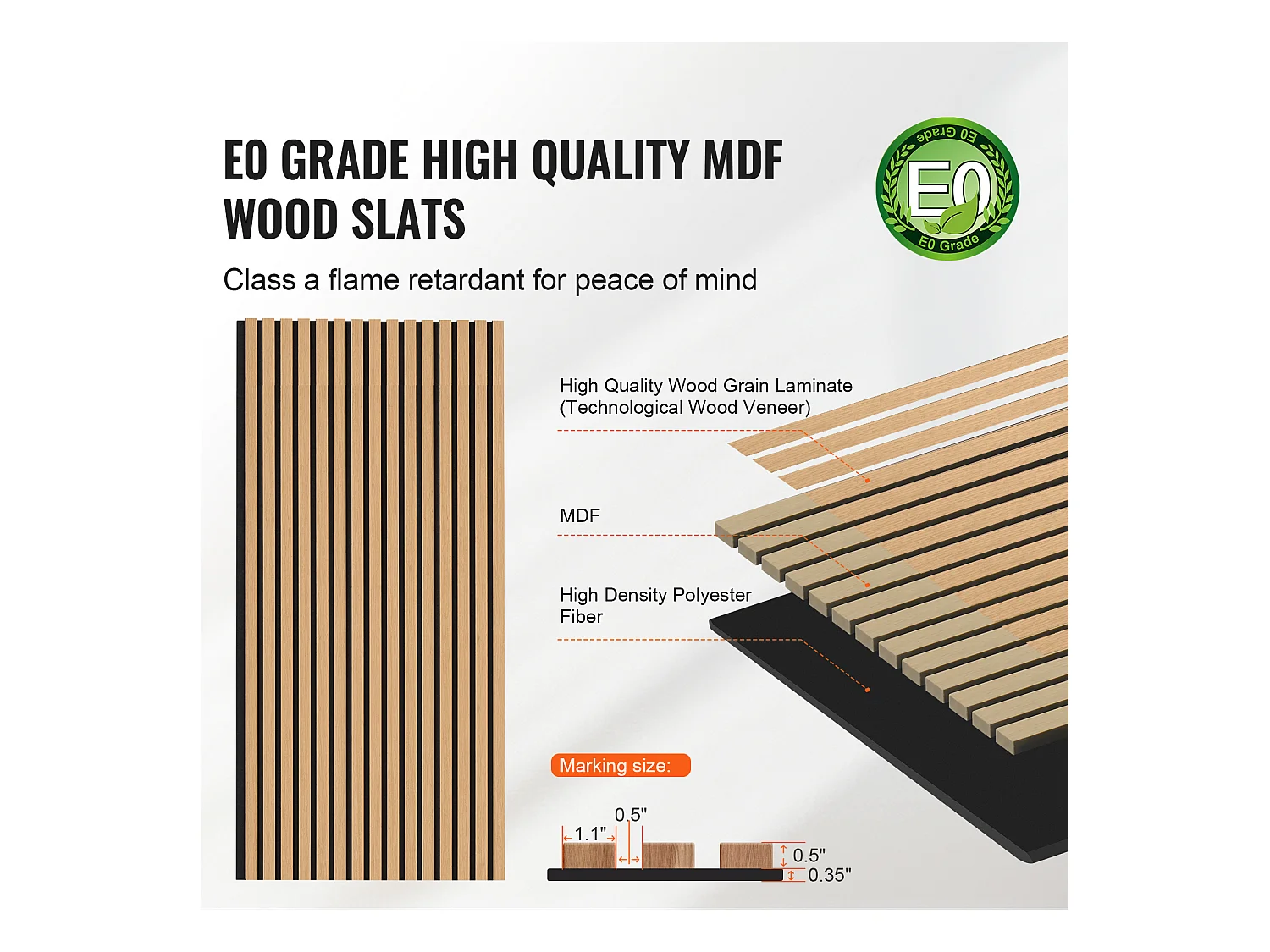 Panneaux Acoustiques SucceBuy 59.9 x 119.8 cm, Panneaux Acoustiques à Lattes en Bois, Décoration Murale Moderne, Chêne Clair