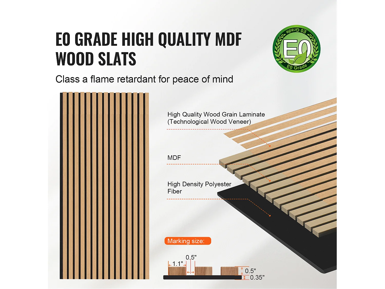 Panneaux Acoustiques SucceBuy 59.9 x 119.8 cm, Panneaux Acoustiques à Lattes en Bois, Décoration Murale Moderne, Chêne Clair