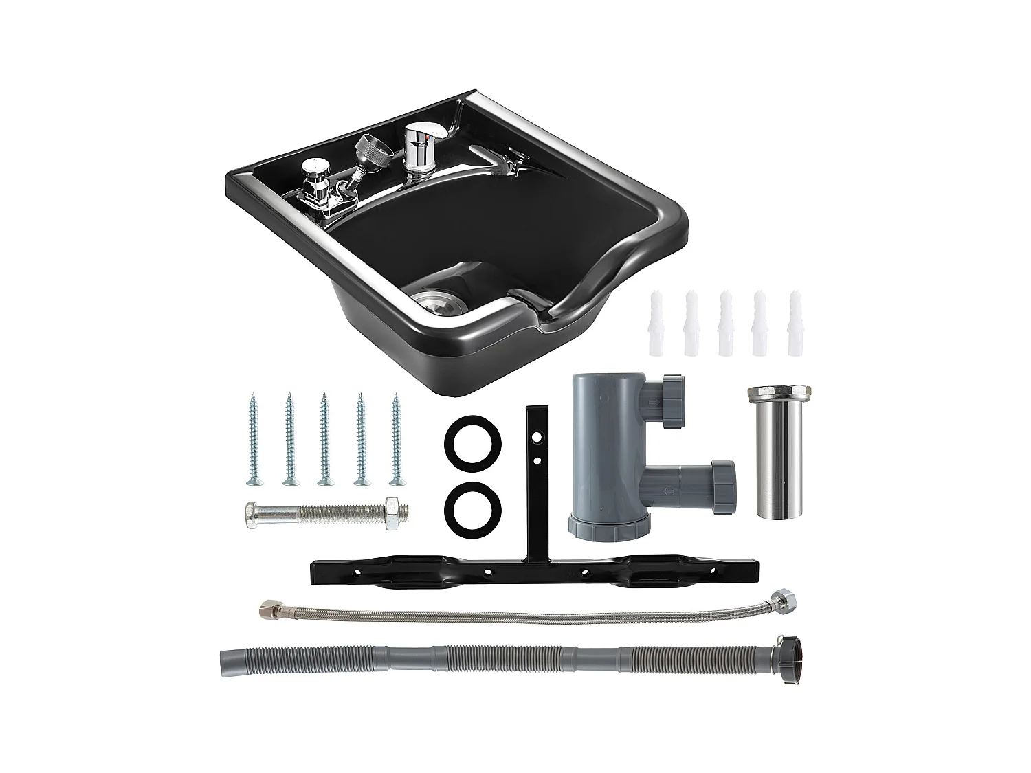 Bac à Shampooing SucceBuy, Bac à Shampooing Plastique ABS, pour Coiffeurs, Centre de Spa, Salon de Coiffure, Salon de Beauté, Maison, Noir