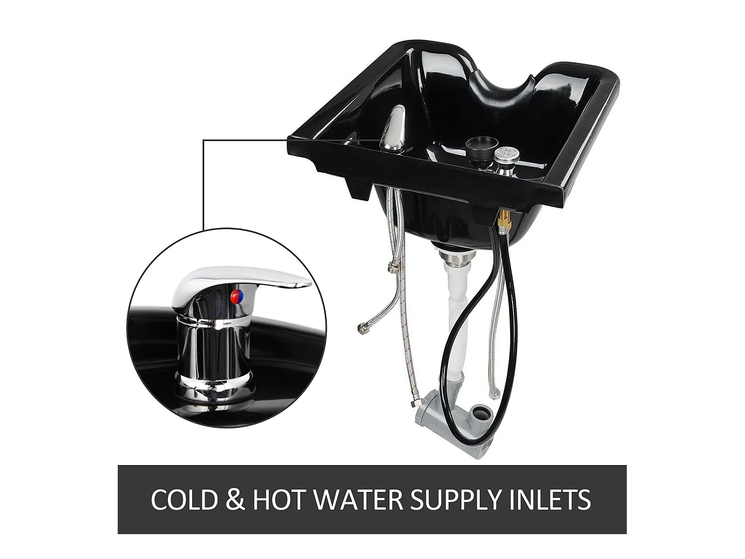 Bac à Shampooing SucceBuy, Bac à Shampooing Plastique ABS, pour Coiffeurs, Centre de Spa, Salon de Coiffure, Salon de Beauté, Maison, Noir