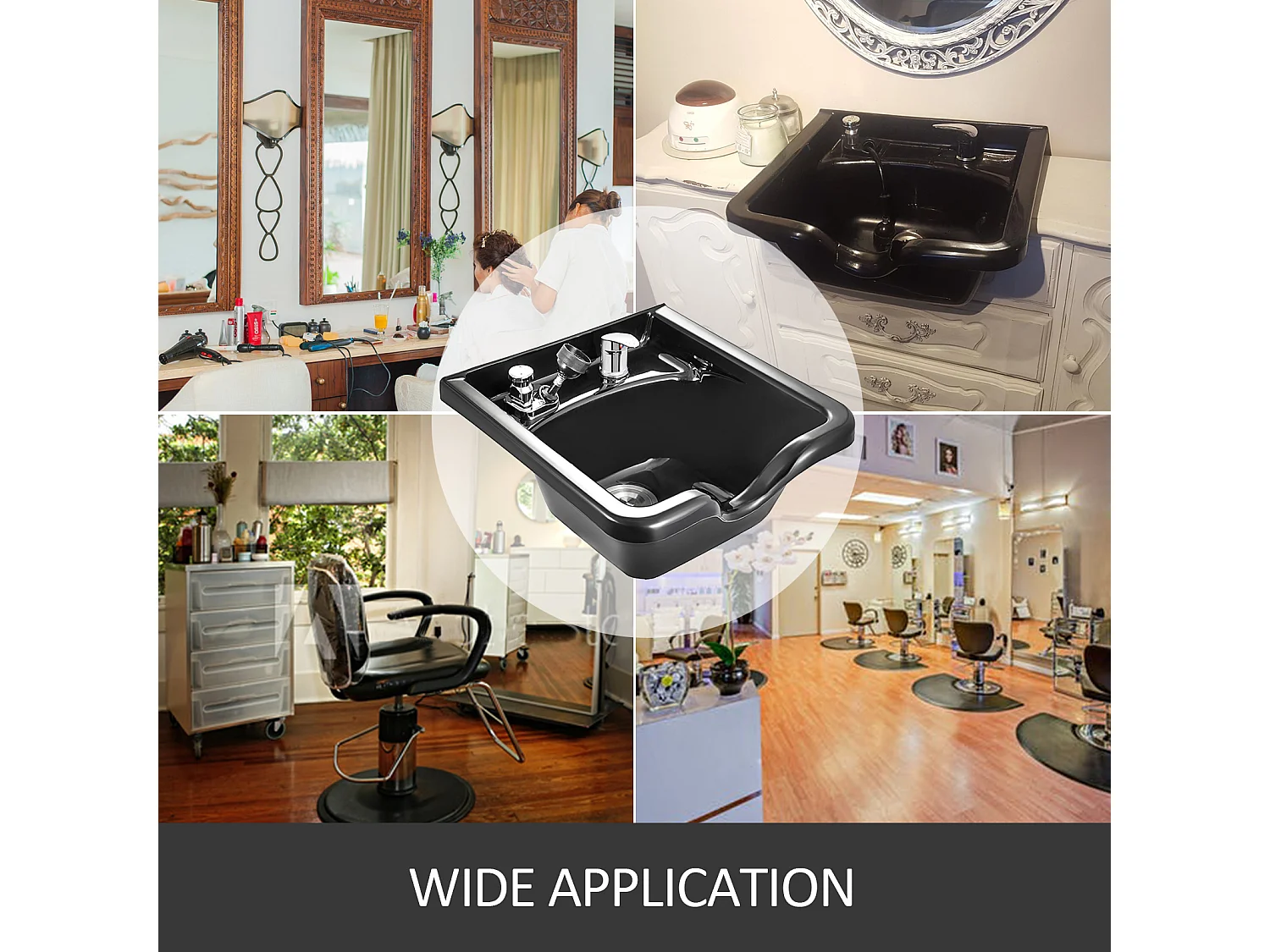 Shampoebak SucceBuy, Shampoebak van ABS-plastic, voor Kappers, Spa-centrum, Kapsalon, Schoonheidssalon, Huis, Zwart