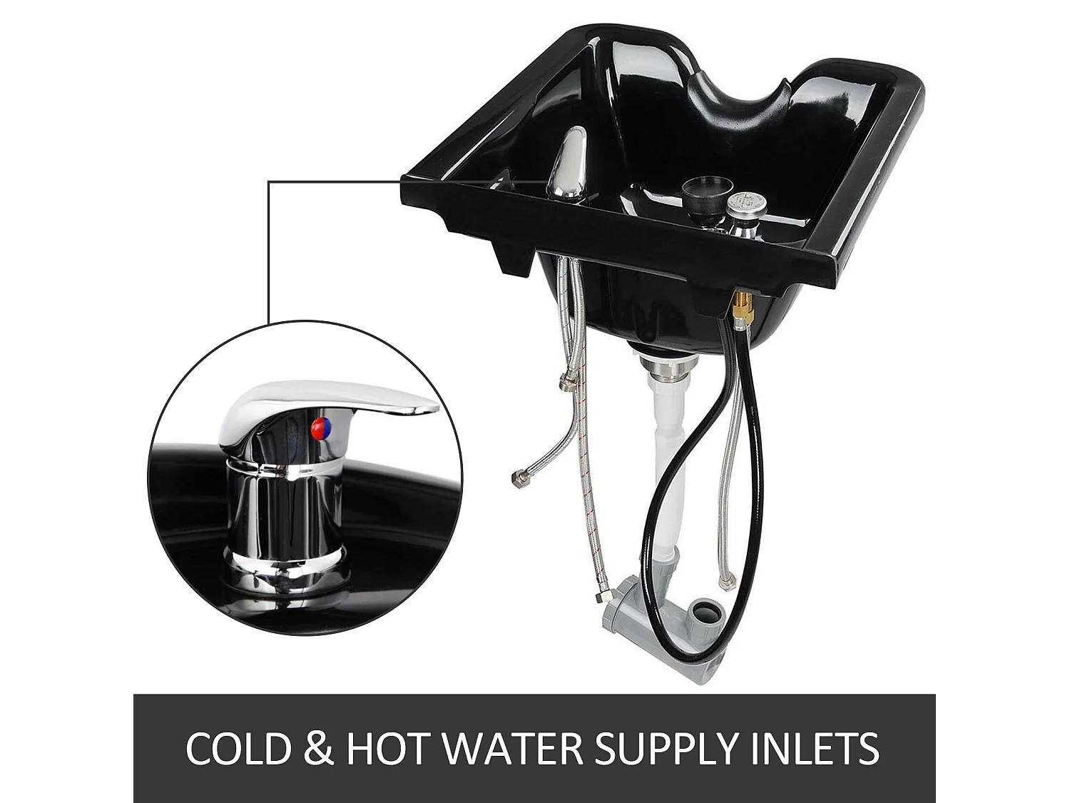 Shampoebak SucceBuy, Shampoebak van ABS-plastic, voor Kappers, Spa-centrum, Kapsalon, Schoonheidssalon, Huis, Zwart