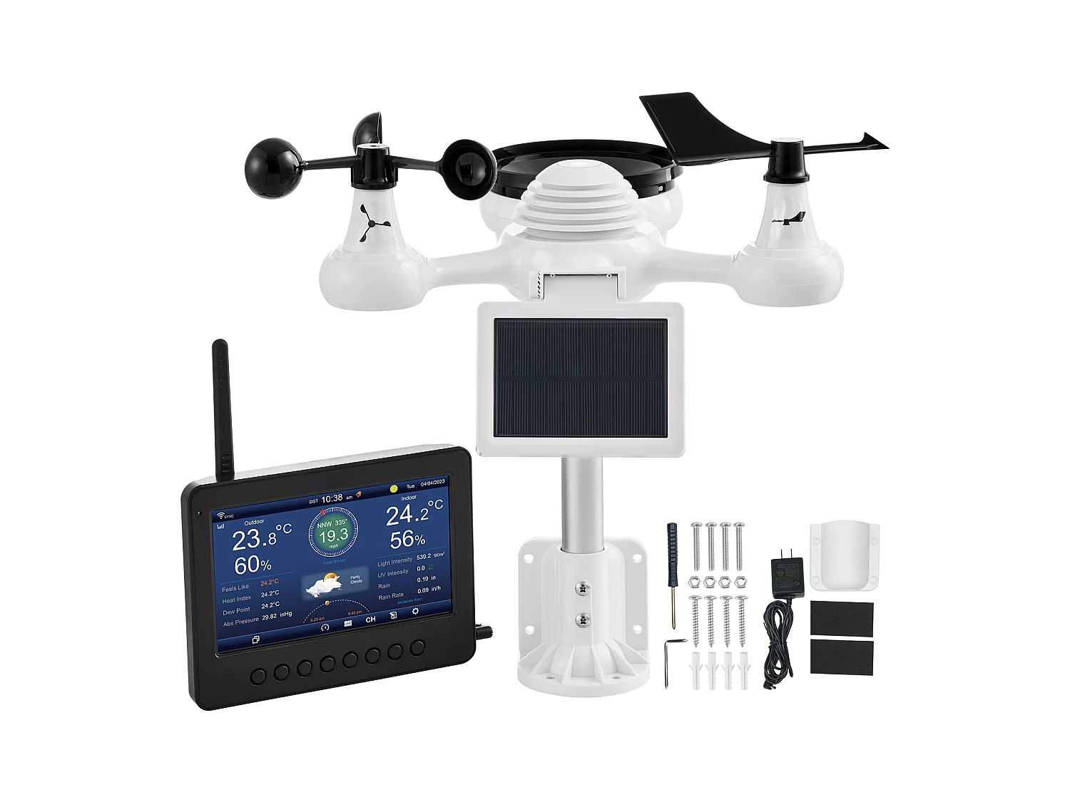 Station Météo Wi-Fi Énergie Solaire 7 en 1 SucceBuy, Écran TFT 17,78 cm, Télécommande Wi-Fi, avec Capteur Extérieur