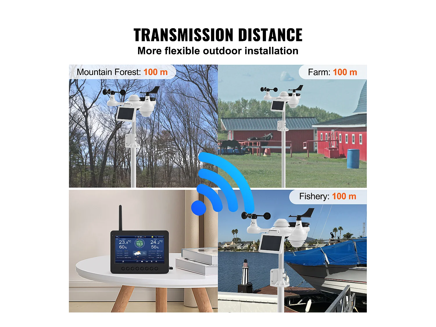 Station Météo Wi-Fi Énergie Solaire 7 en 1 SucceBuy, Écran TFT 17,78 cm, Télécommande Wi-Fi, avec Capteur Extérieur