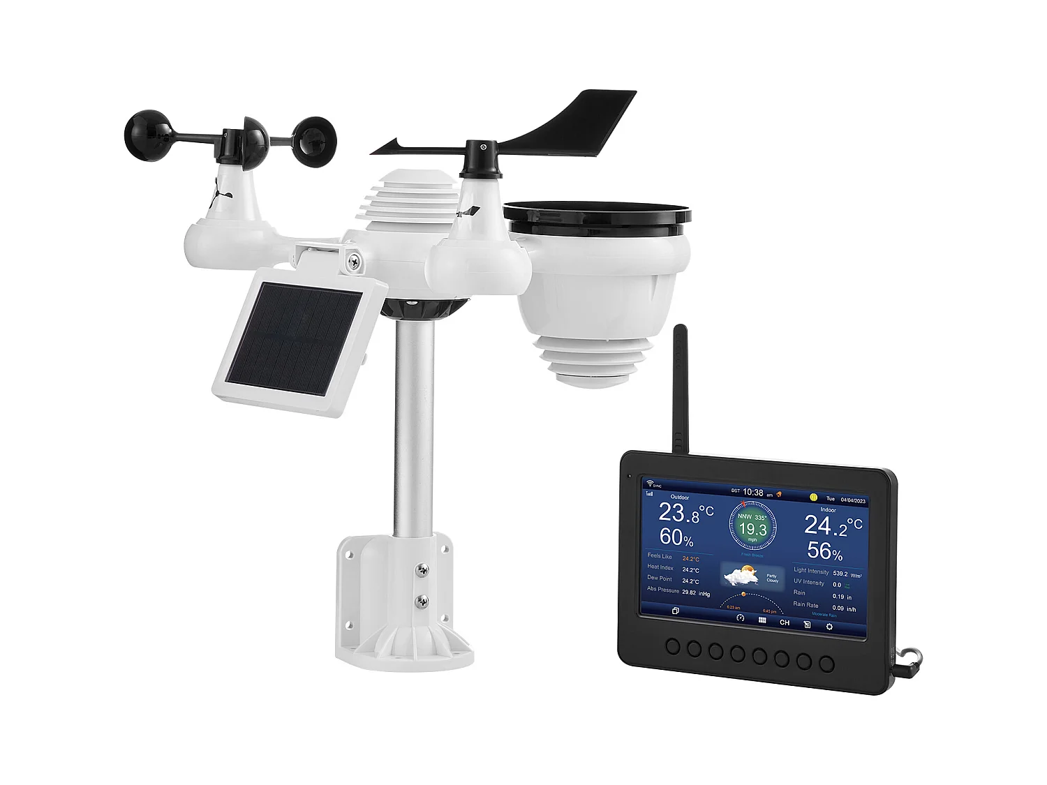 Station Météo Wi-Fi Énergie Solaire 7 en 1 SucceBuy, Écran TFT 17,78 cm, Télécommande Wi-Fi, avec Capteur Extérieur