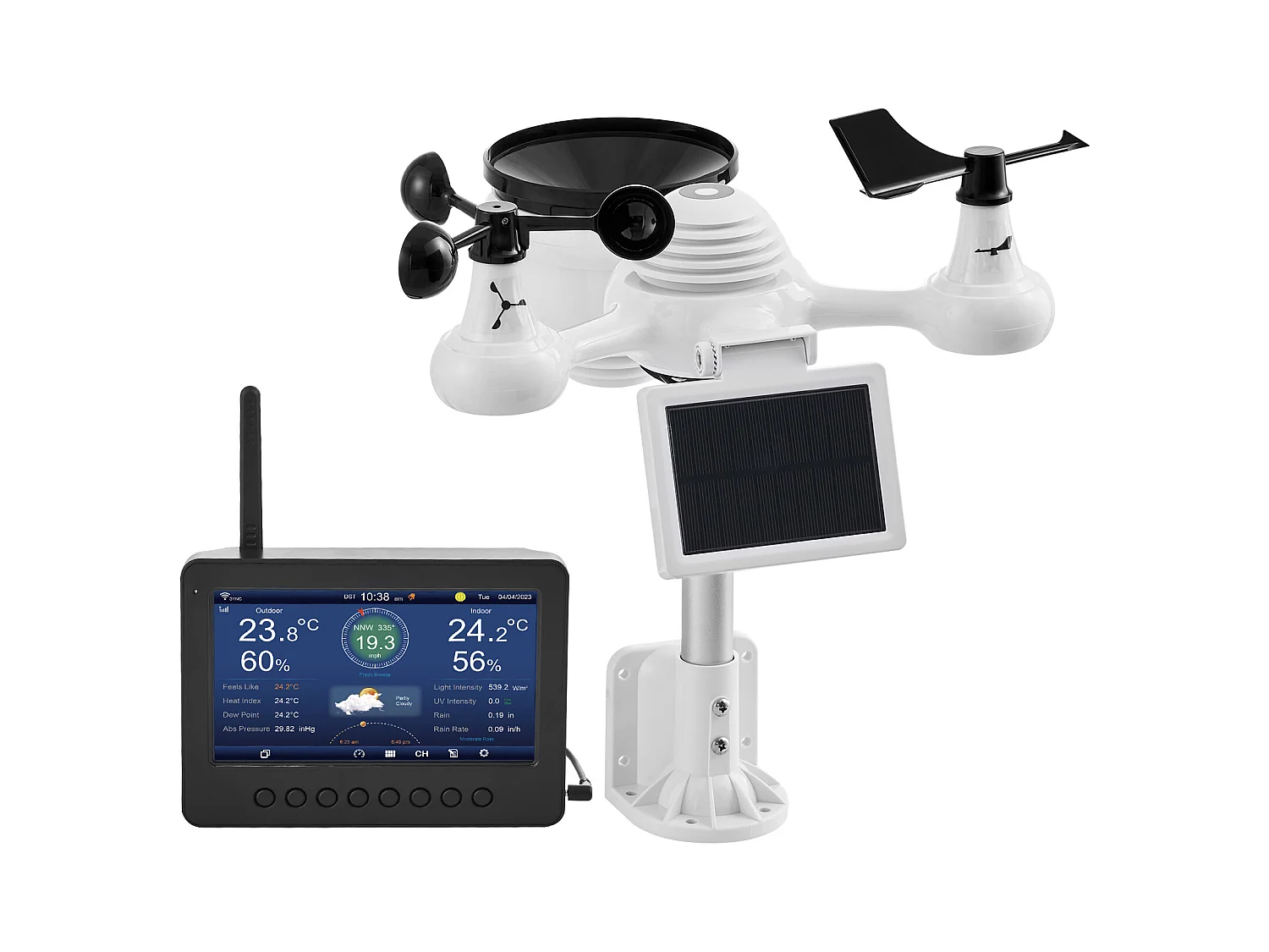 Station Météo Wi-Fi Énergie Solaire 7 en 1 SucceBuy, Écran TFT 17,78 cm, Télécommande Wi-Fi, avec Capteur Extérieur