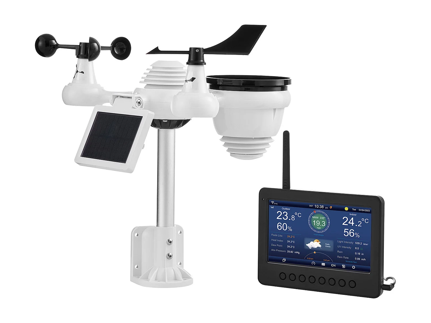 Station Météo Wi-Fi Énergie Solaire 7 en 1 SucceBuy, Écran TFT 17,78 cm, Télécommande Wi-Fi, avec Capteur Extérieur