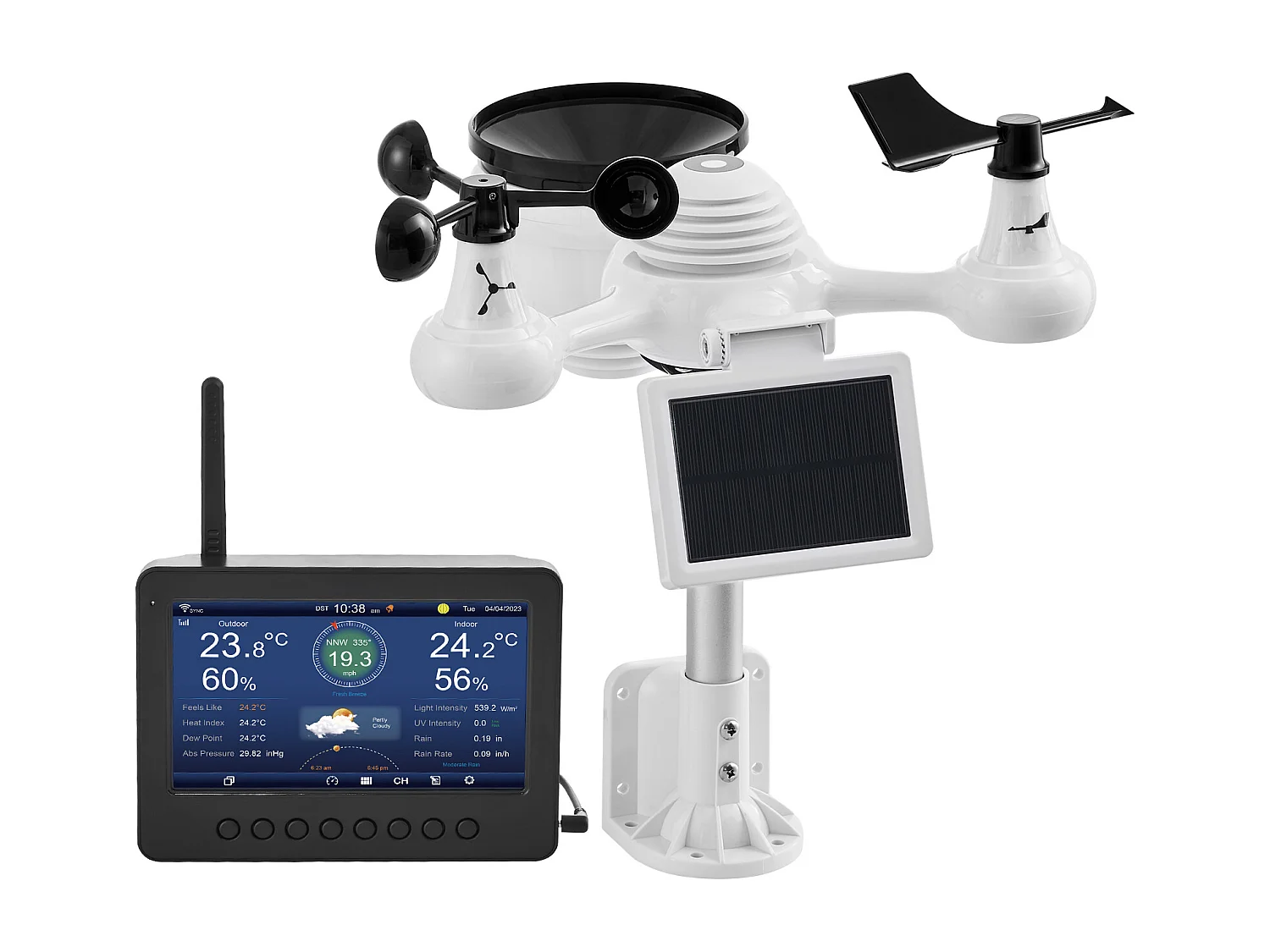 Station Météo Wi-Fi Énergie Solaire 7 en 1 SucceBuy, Écran TFT 17,78 cm, Télécommande Wi-Fi, avec Capteur Extérieur