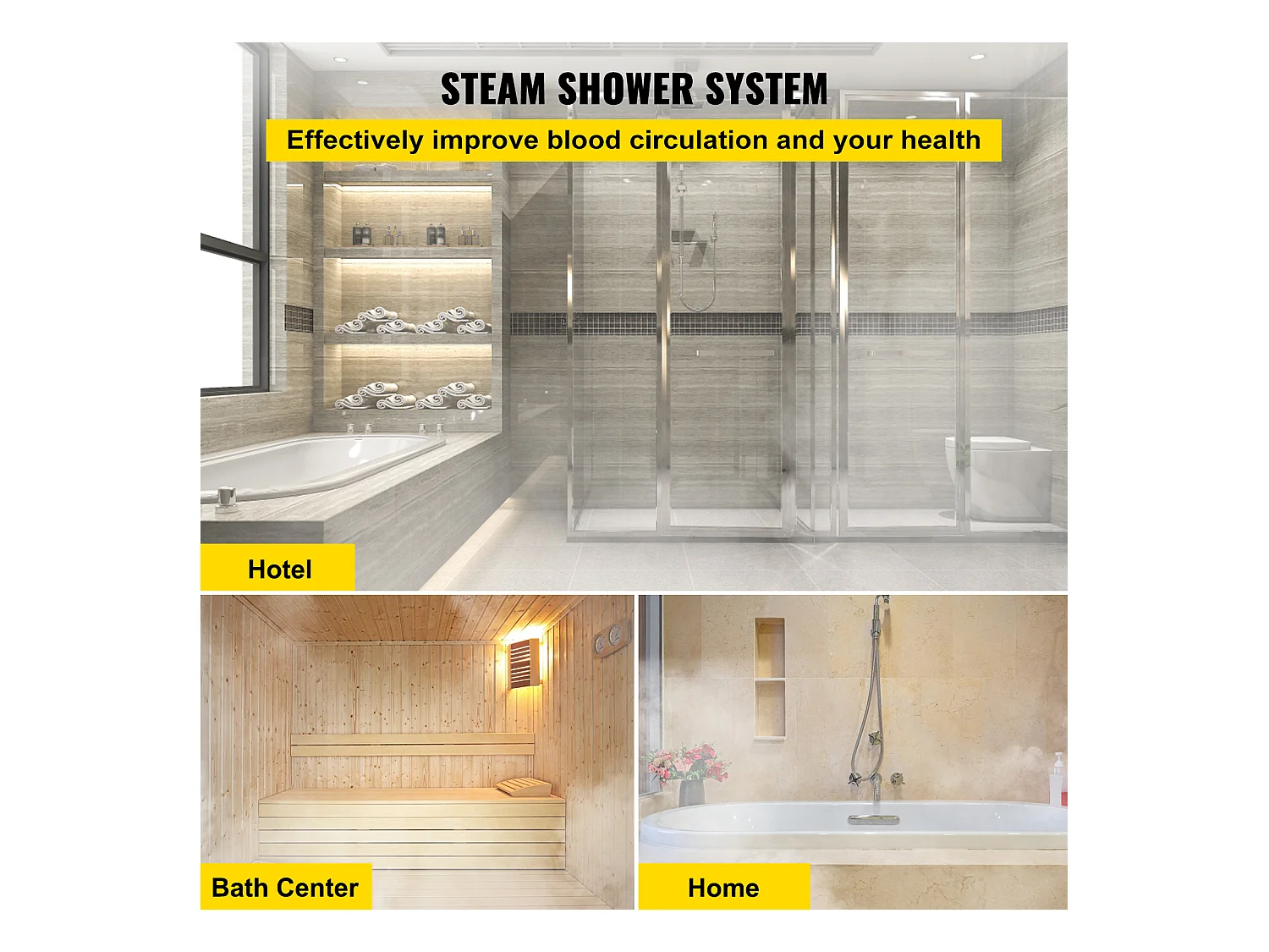 Générateur de Vapeur Sauna SucceBuy 9KW, avec Réservoir d'Eau 6 L, Moniteur LED, Drain Manuel, pour Hammam Domicile