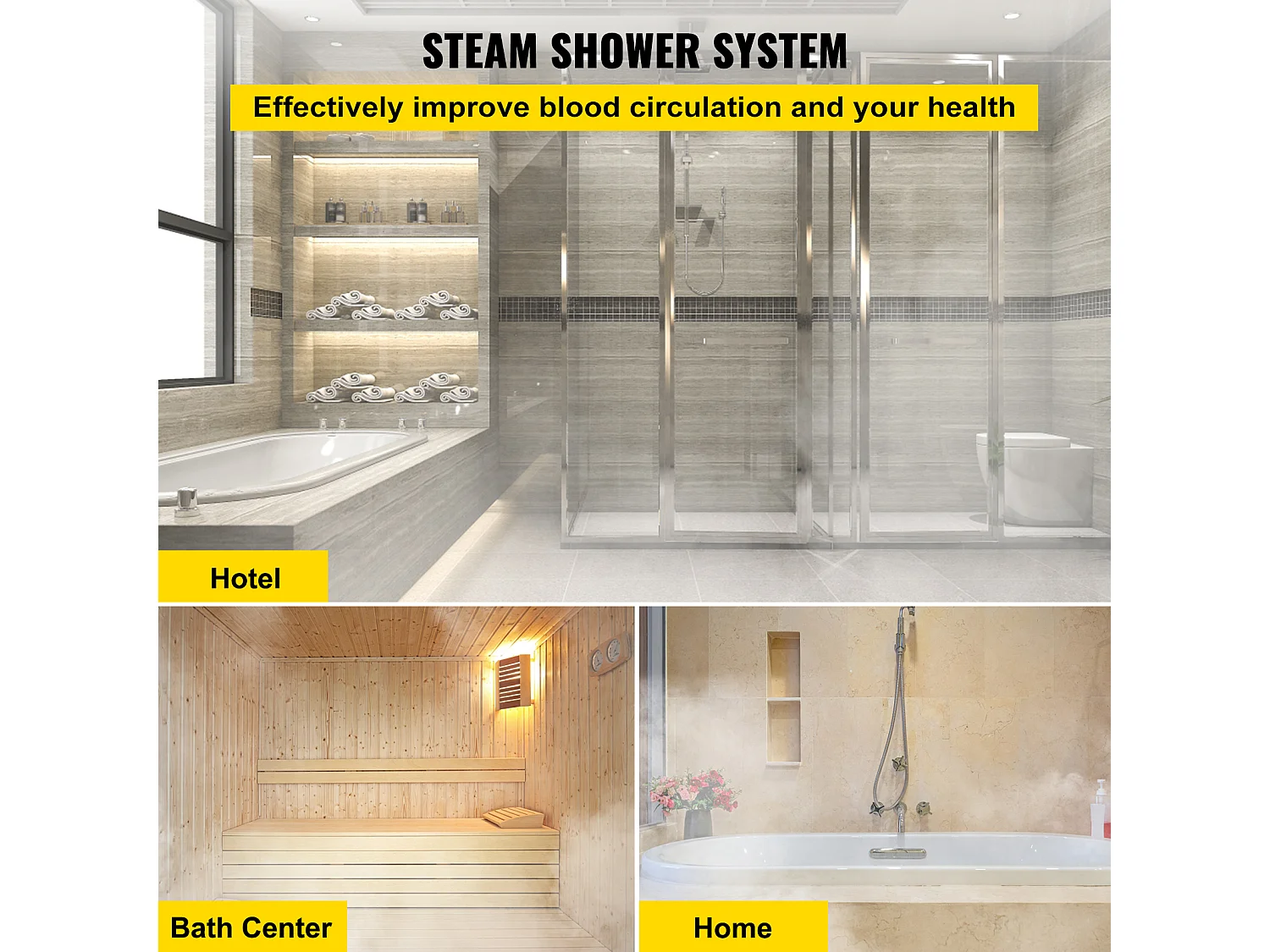 Générateur de Vapeur Sauna SucceBuy 9KW, avec Réservoir d'Eau 6 L, Moniteur LED, Drain Manuel, pour Hammam Domicile