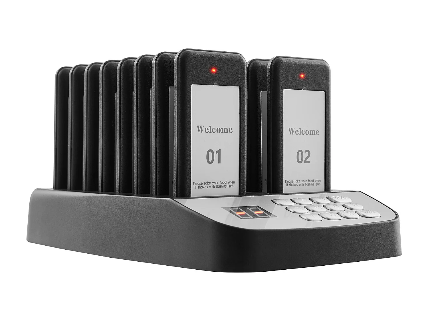 System Pagerów SucceBuy Restauracyjnych, Bezprzewodowe Pagery Restauracyjne o Zasięgu 500 M, z Wibracjami i Miganiem, 16 Brzęczyków