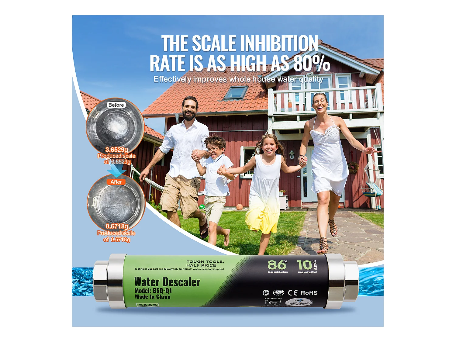 Adoucisseur D'Eau SucceBuy sans Sel Système de Détartrage Physique en Alliage SAAS