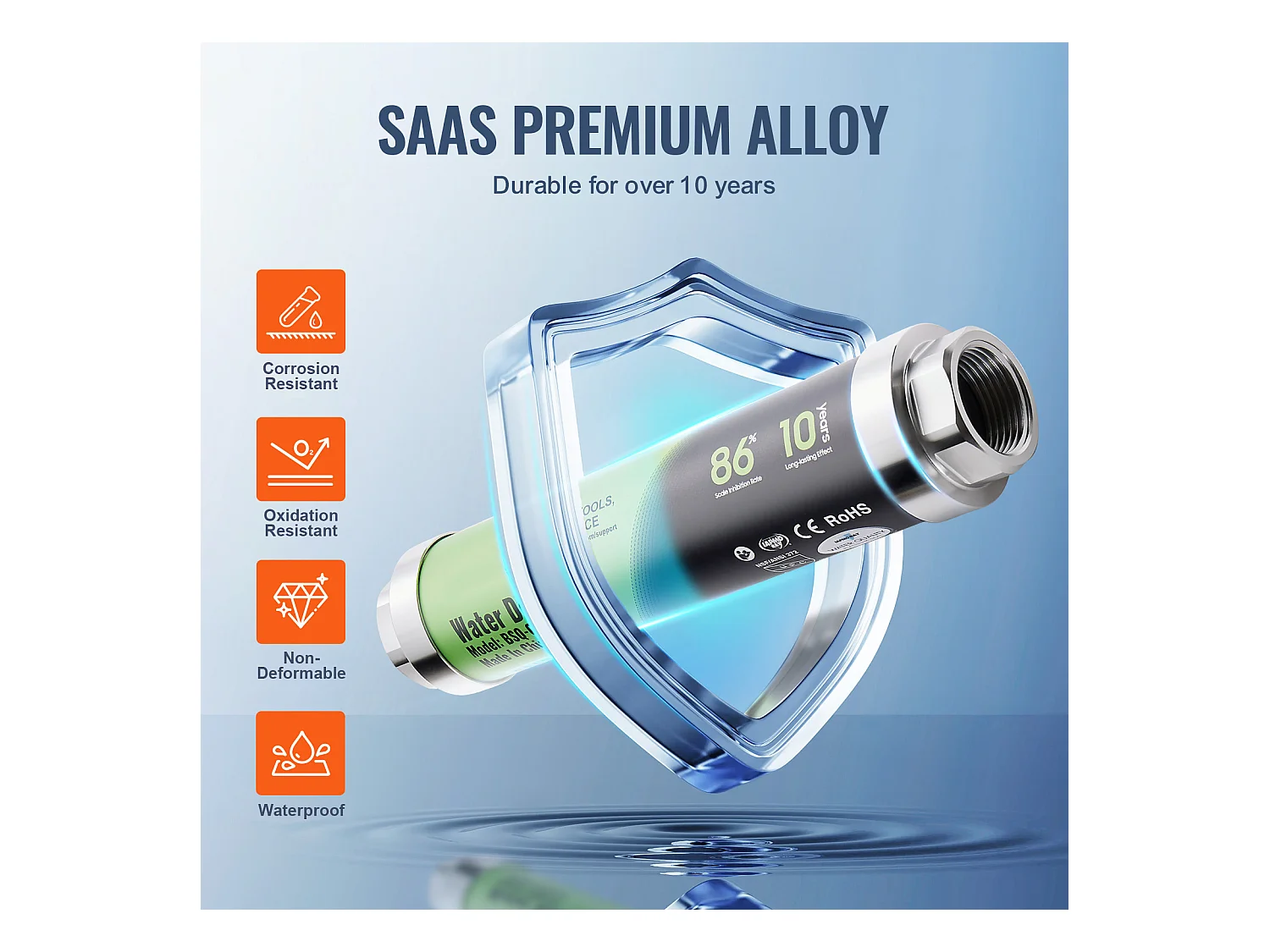 Adoucisseur D'Eau SucceBuy sans Sel Système de Détartrage Physique en Alliage SAAS