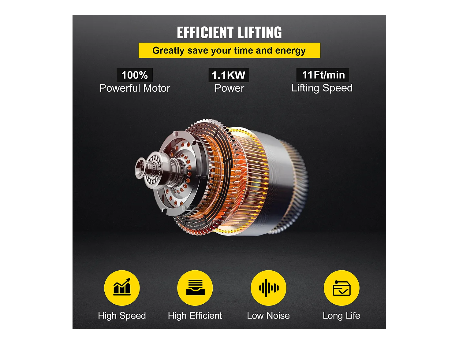 Treuil Électrique, SucceBuy Palan Électrique à Chaîne Monophasé, Capacité de Charge de 998 KG, Capacité de Levage de 33 CM