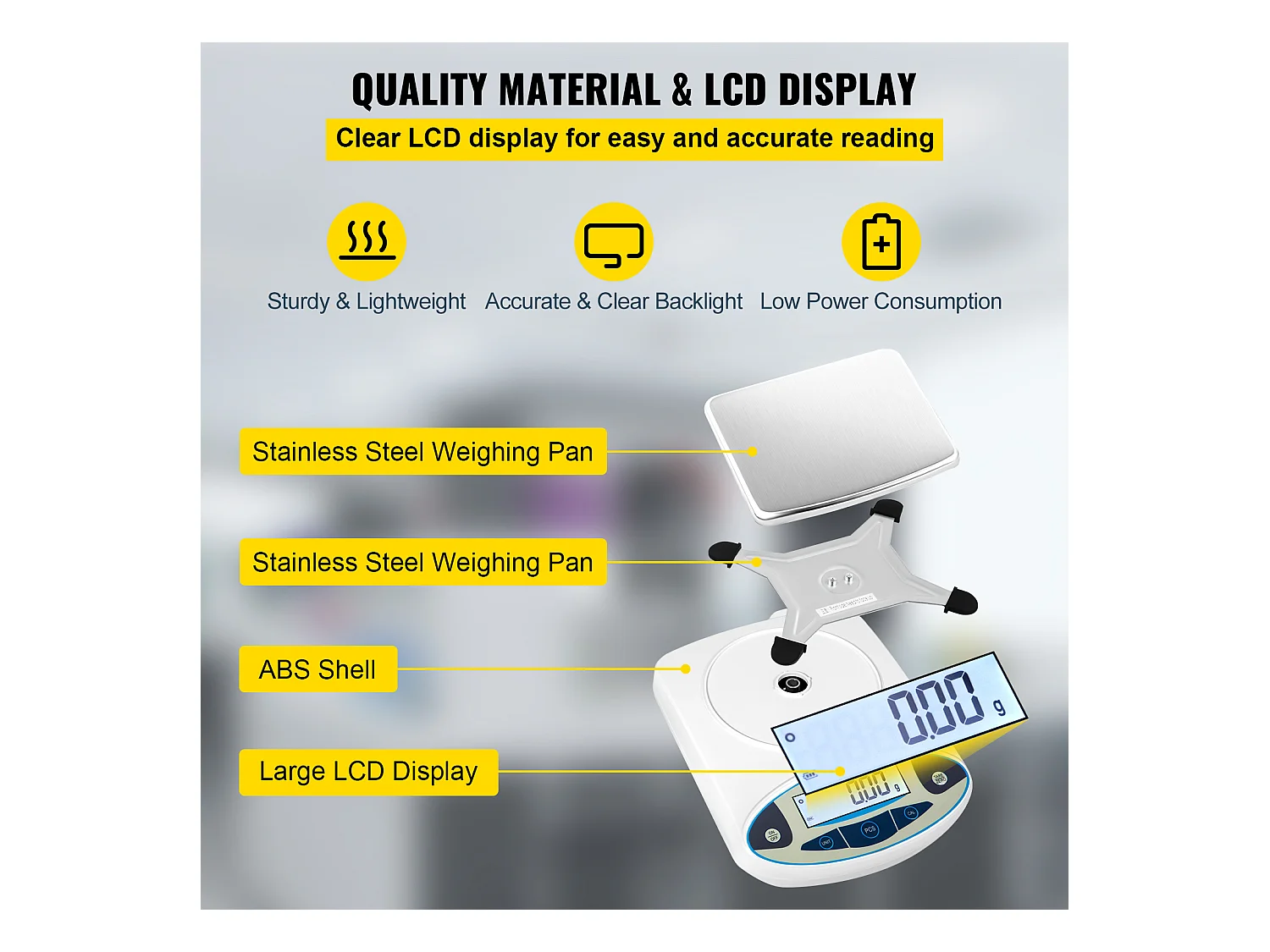 Balance Analytique de Laboratoire SucceBuy, Balance de Précision Numérique 5000 g x 0,01 g, Pesage Bijoux Échantillons