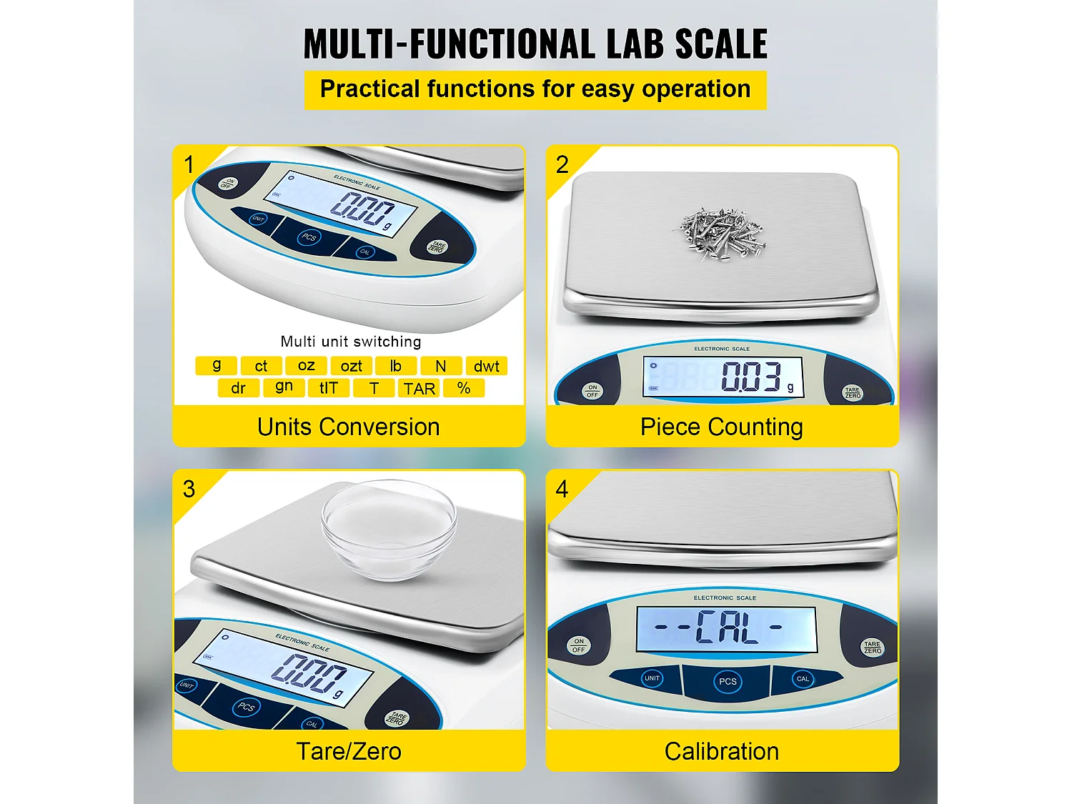 Balance Analytique de Laboratoire SucceBuy, Balance de Précision Numérique 5000 g x 0,01 g, Pesage Bijoux Échantillons