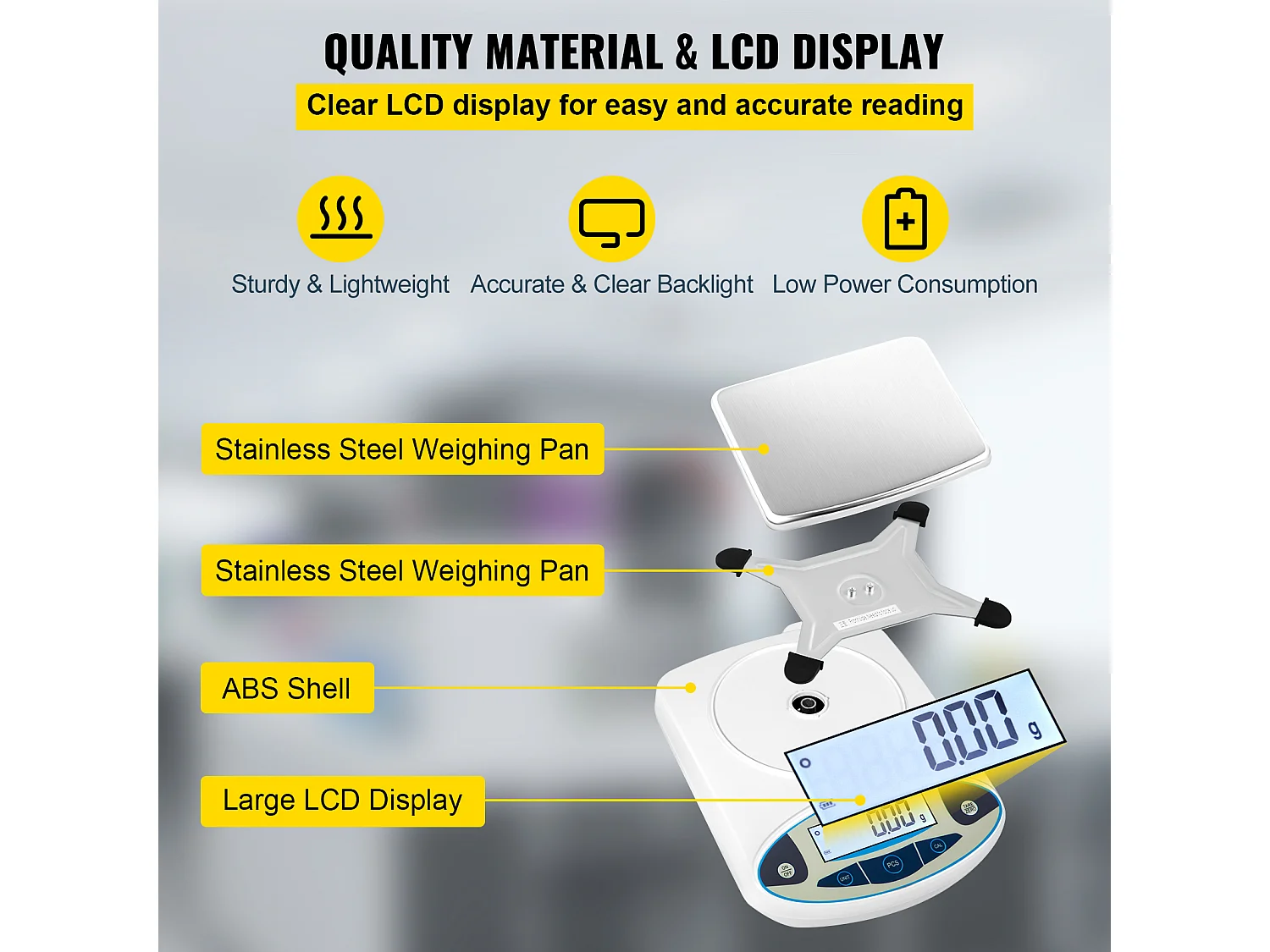 Balance Analytique de Laboratoire SucceBuy, Balance de Précision Numérique 5000 g x 0,01 g, Pesage Bijoux Échantillons