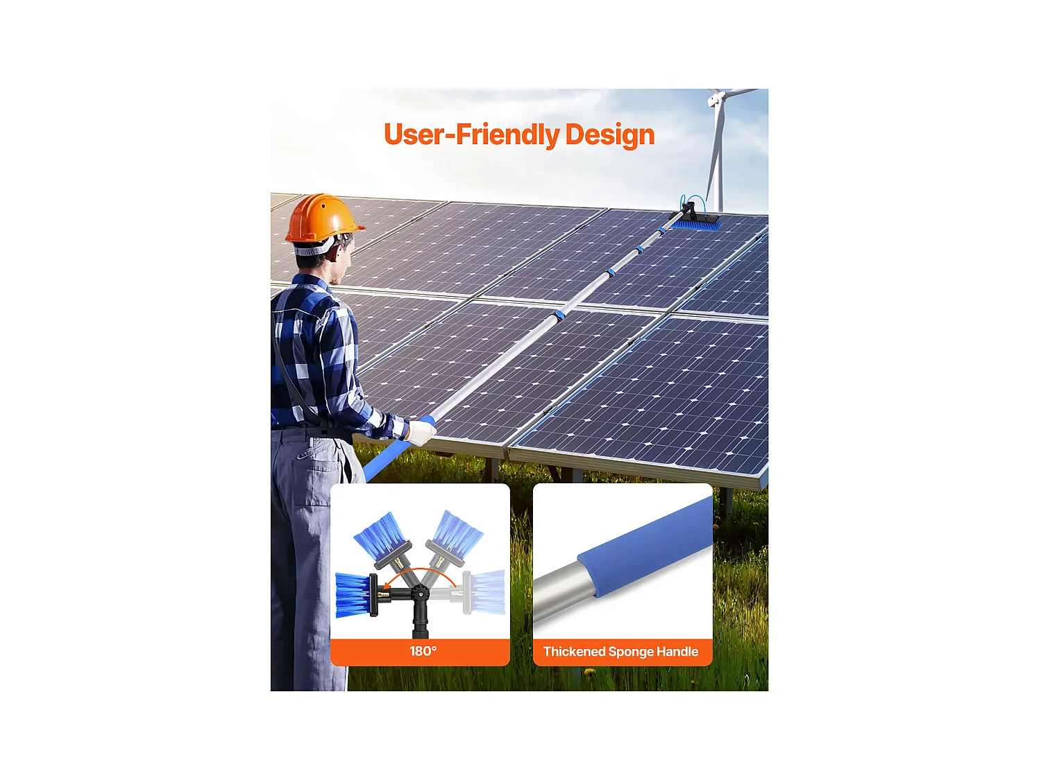 Kit Perche Télescopique SucceBuy Nettoyage de Panneaux Solaires Extensible à 7,3 M