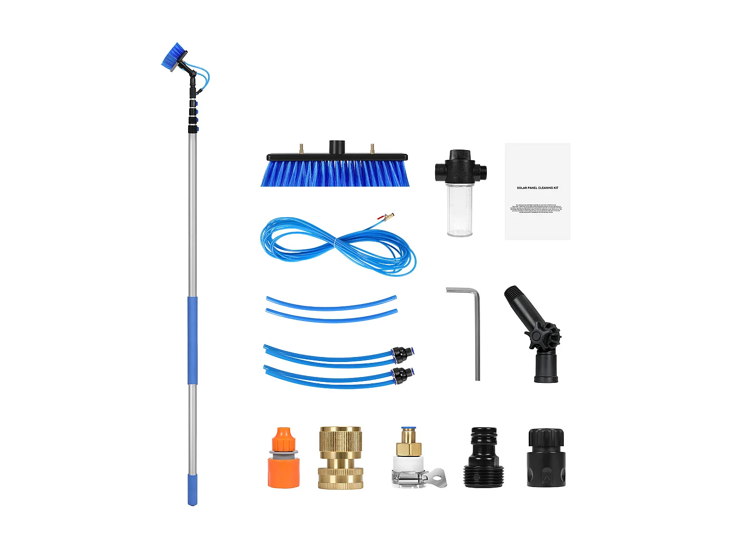 Kit Perche Télescopique SucceBuy Nettoyage de Panneaux Solaires Extensible à 7,3 M