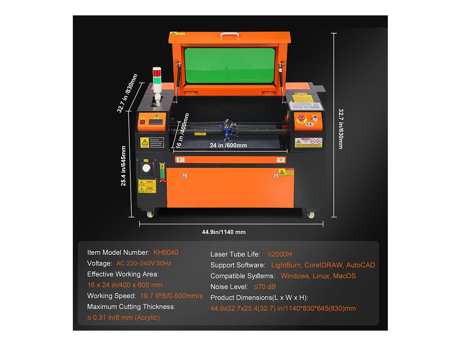 Graveur Laser, SucceBuy Graveur laser CO2 60 W 40 x 60 cm Machine de Gravure et D'impression