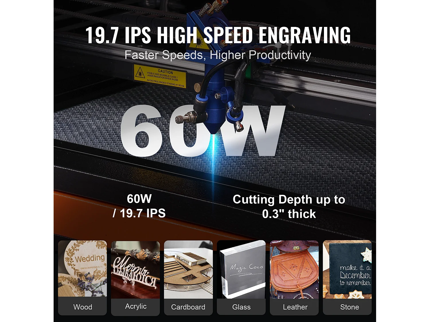 Graveur Laser, SucceBuy Graveur laser CO2 60 W 40 x 60 cm Machine de Gravure et D'impression