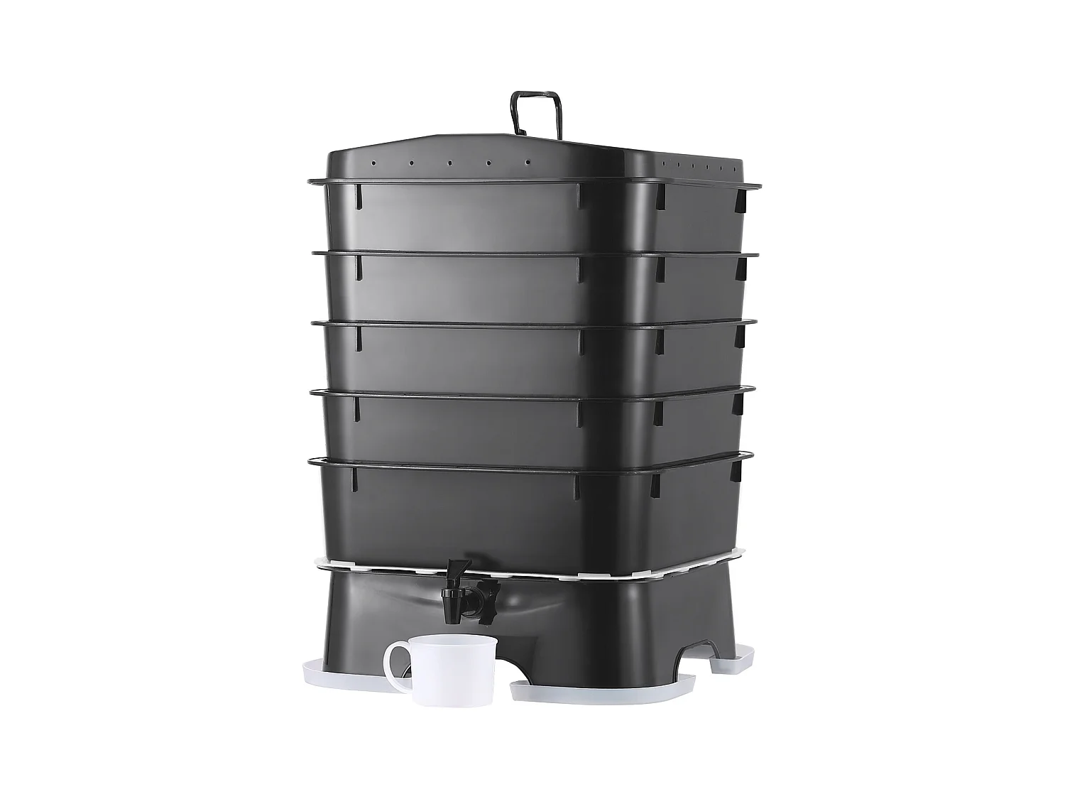 Lombricomposteur SucceBuy à 5 Plateaux Composteur de Jardin 50 L Bac à Compost à Vers Extérieur Intérieur