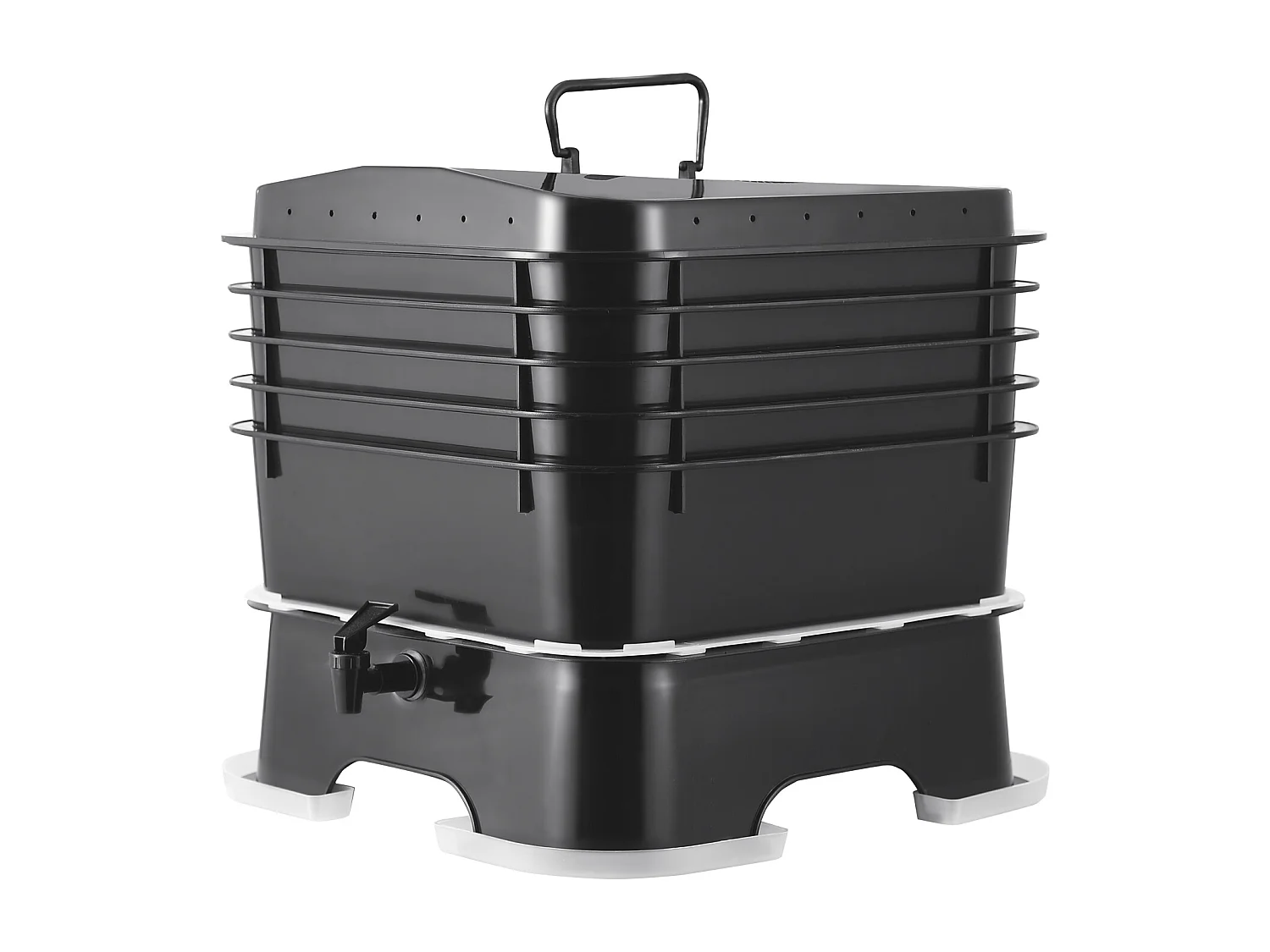 Lombricomposteur SucceBuy à 5 Plateaux Composteur de Jardin 50 L Bac à Compost à Vers Extérieur Intérieur