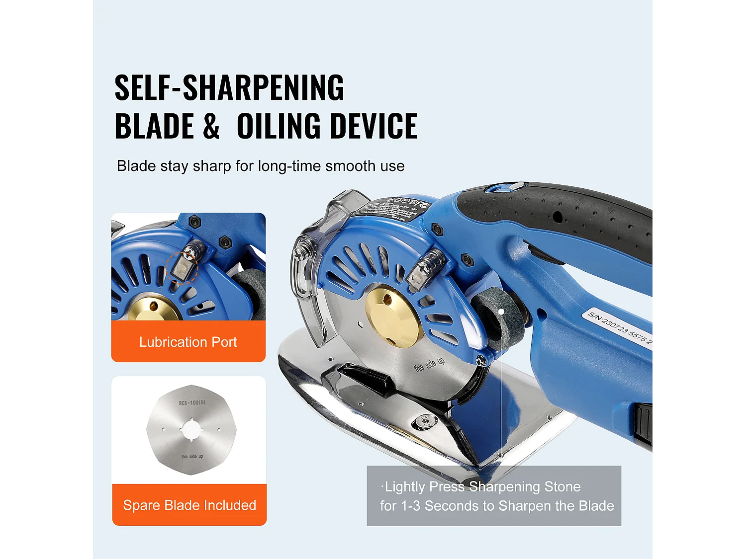 Draadloze Elektrische Naaischaar SucceBuy 150W Elektrische Roterende Stofsnijder Snijdikte 27MM Mes 100MM 5 Instelbare Snelheden