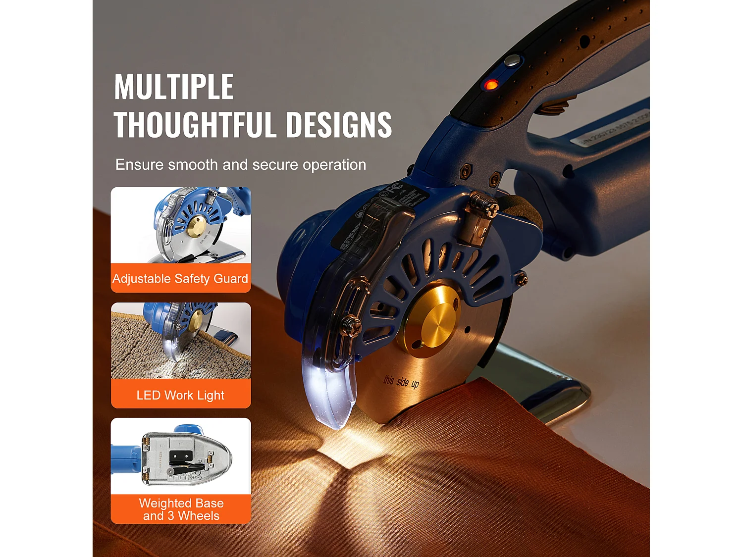 Draadloze Elektrische Naaischaar SucceBuy 150W Elektrische Roterende Stofsnijder Snijdikte 27MM Mes 100MM 5 Instelbare Snelheden