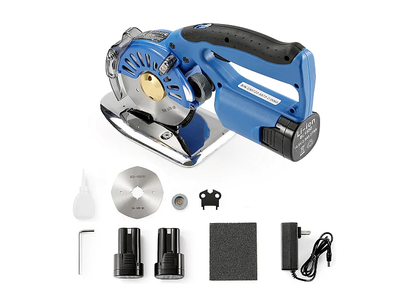 Ciseau Couture SucceBuy Électrique sans Fil 150 W Coupe-Tissu Rotatif Électrique Épaisseur de Coupe 27 MM  Lame 100 MM 5 Vitesses Réglables