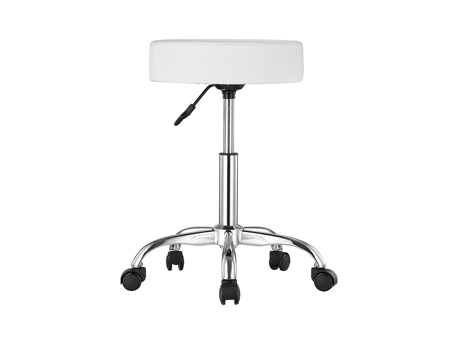 Tabouret de Bureau SucceBuy Tabouret à Roulettes Rond Blanc, Hauteur Réglable, Pivotant, Capacité de 204KG