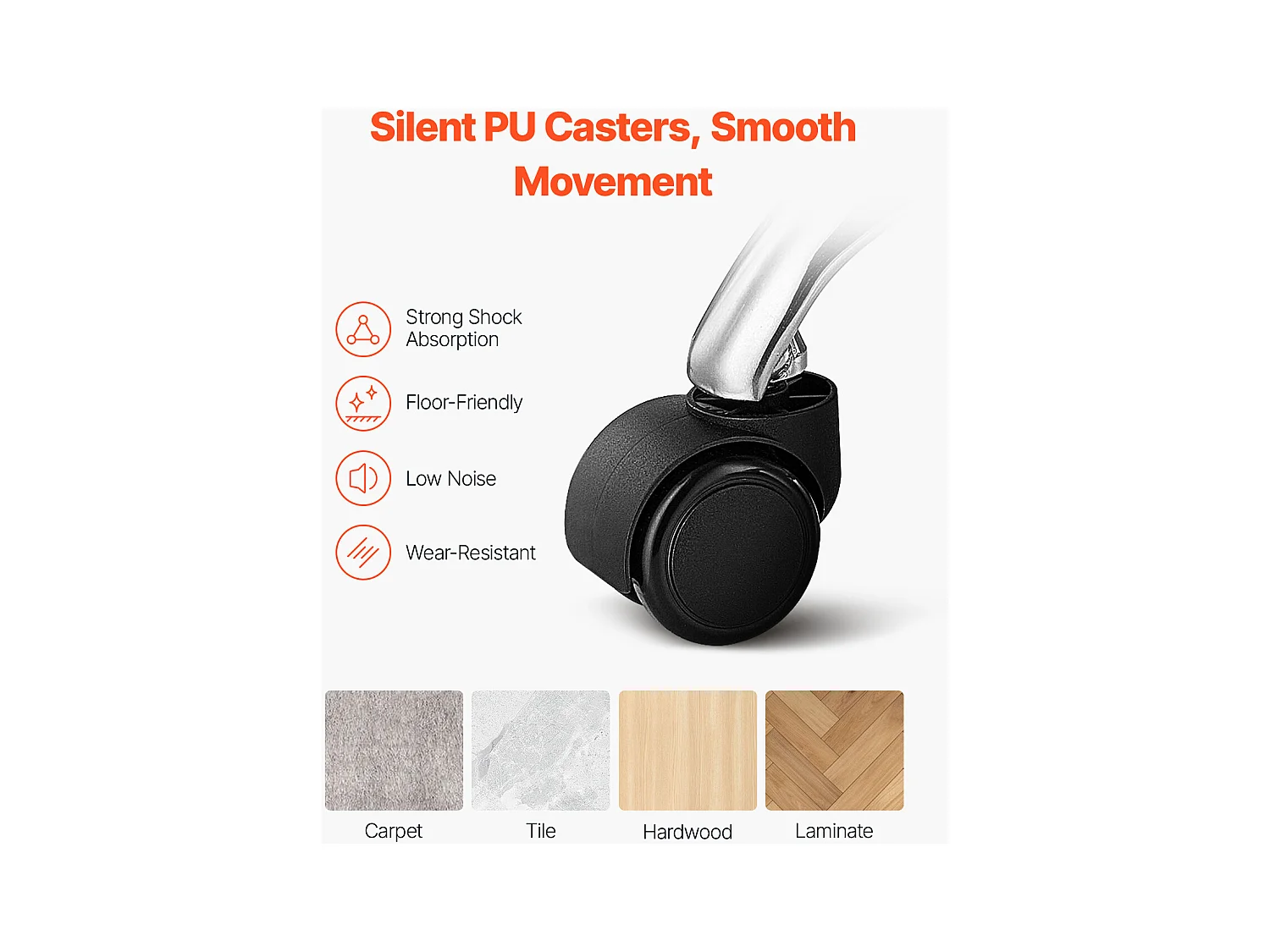 Tabouret de Bureau SucceBuy Tabouret à Roulettes Rond Blanc, Hauteur Réglable, Pivotant, Capacité de 204KG