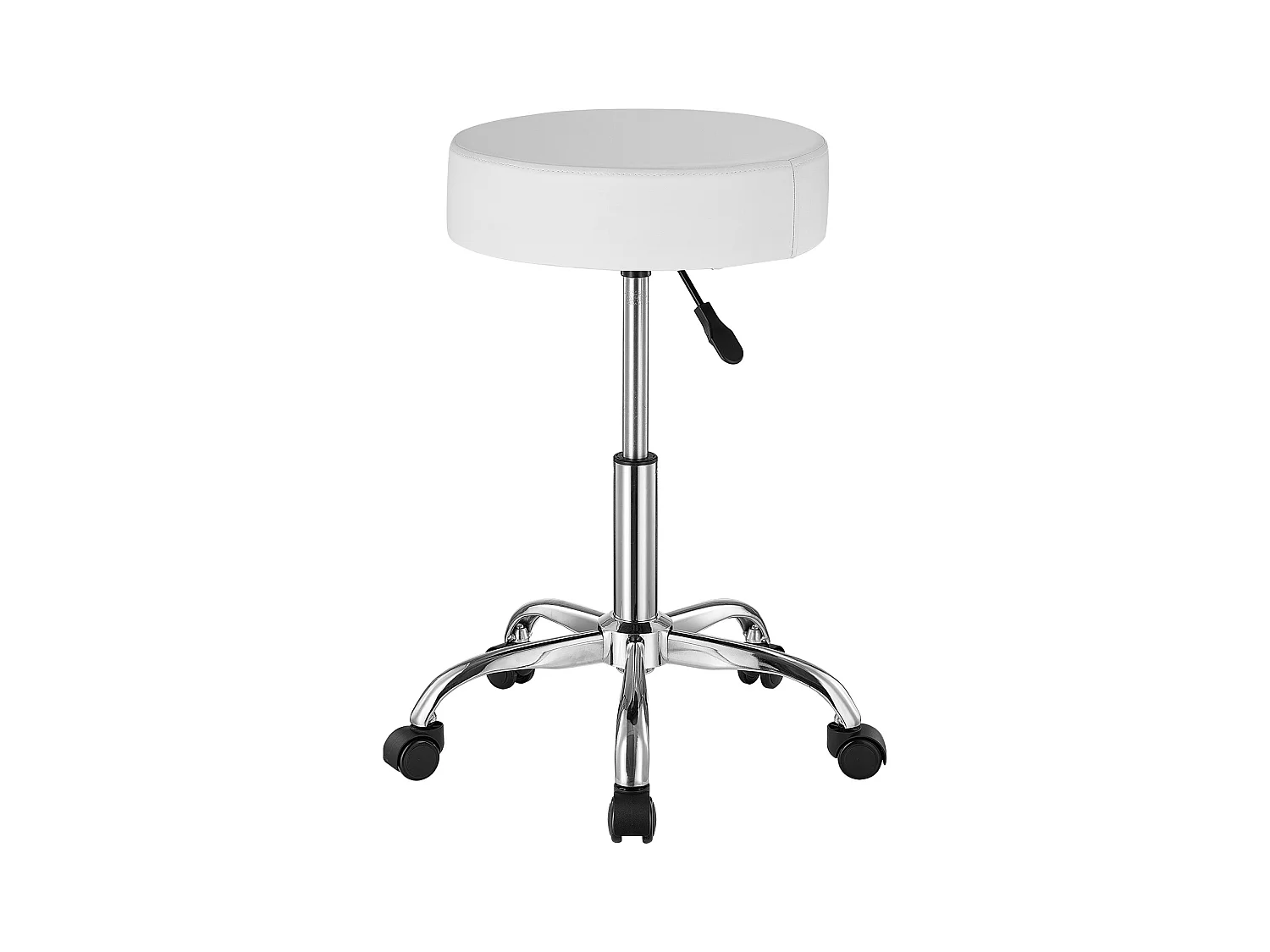 Tabouret de Bureau SucceBuy Tabouret à Roulettes Rond Blanc, Hauteur Réglable, Pivotant, Capacité de 204KG