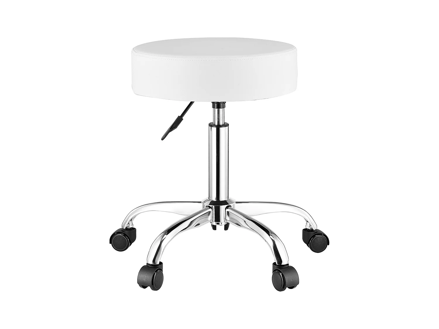 Tabouret de Bureau SucceBuy Tabouret à Roulettes Rond Blanc, Hauteur Réglable, Pivotant, Capacité de 204KG