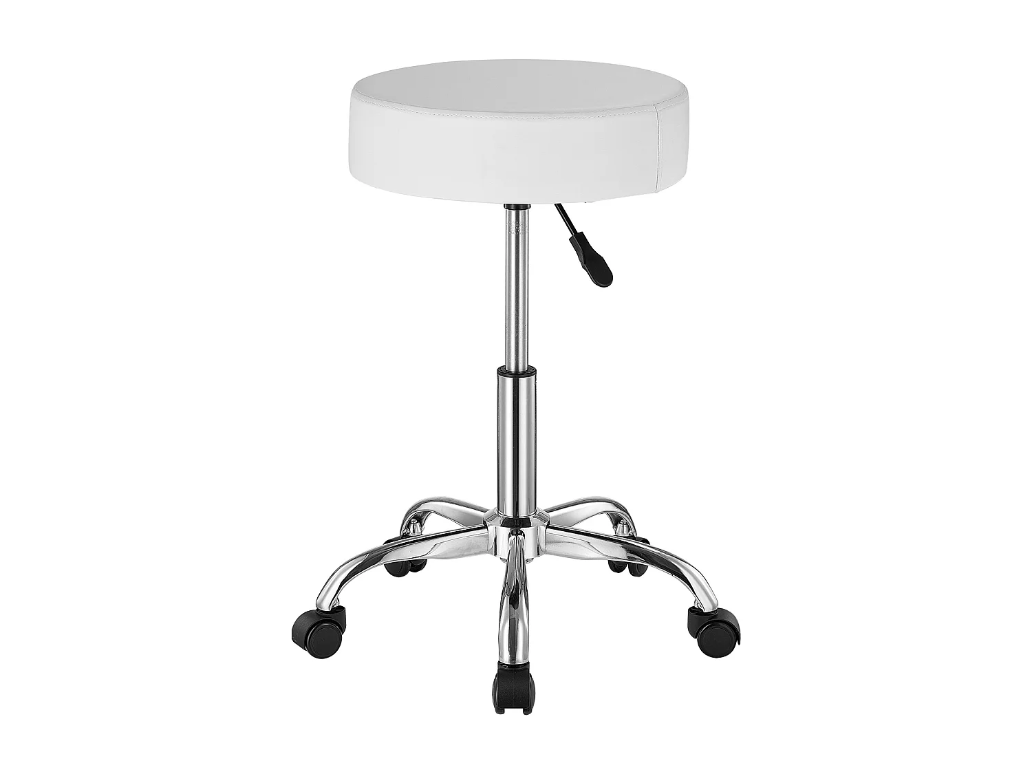 Tabouret de Bureau SucceBuy Tabouret à Roulettes Rond Blanc, Hauteur Réglable, Pivotant, Capacité de 204KG