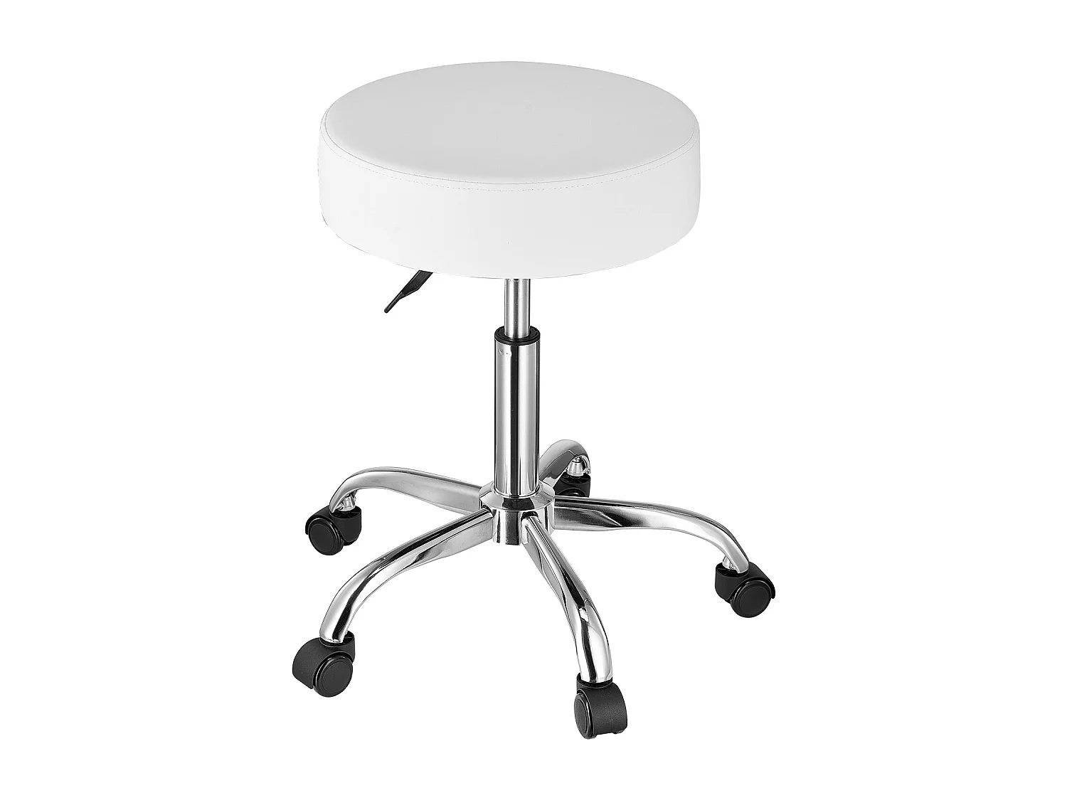 Tabouret de Bureau SucceBuy Tabouret à Roulettes Rond Blanc, Hauteur Réglable, Pivotant, Capacité de 204KG