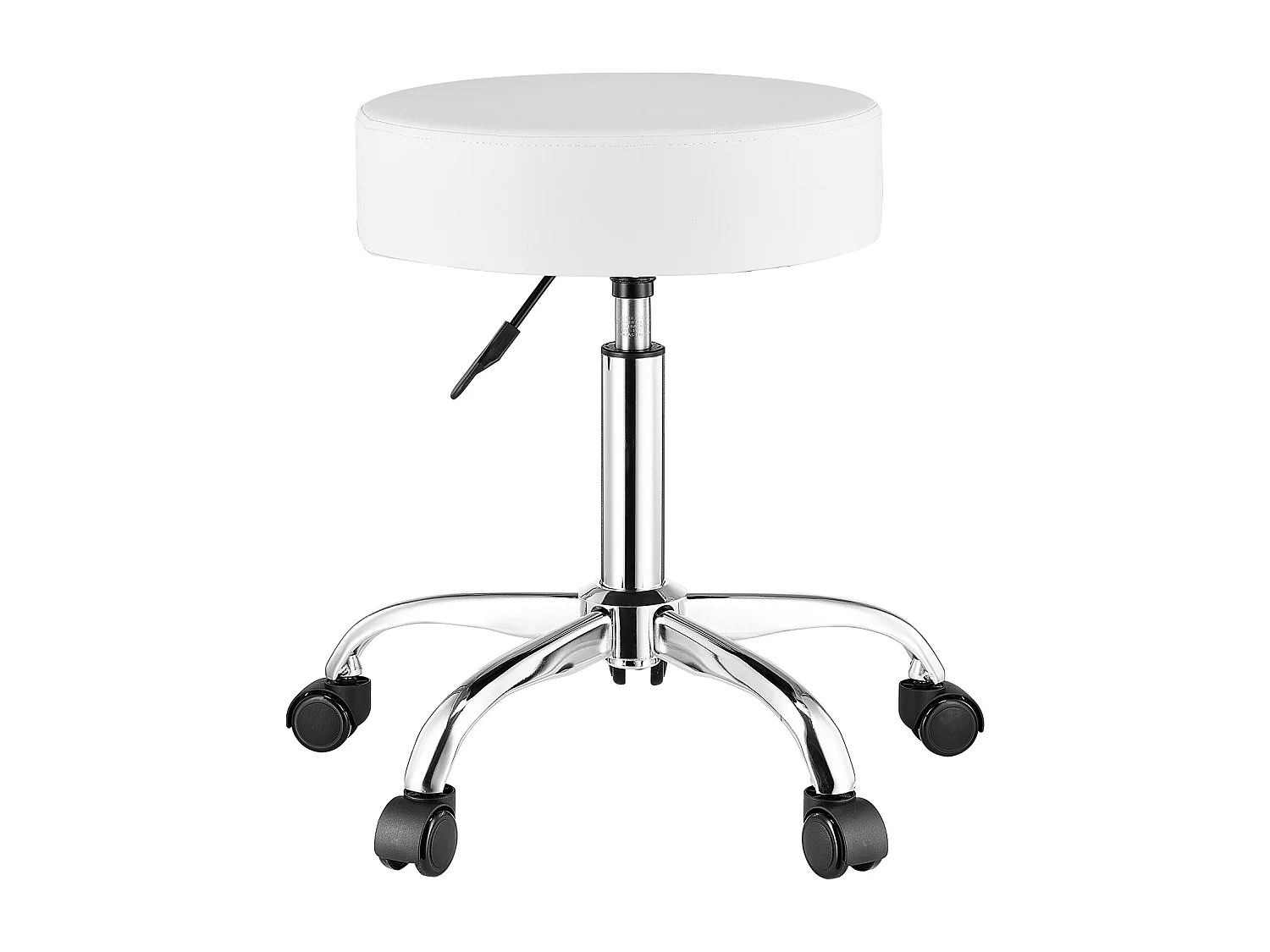 Tabouret de Bureau SucceBuy Tabouret à Roulettes Rond Blanc, Hauteur Réglable, Pivotant, Capacité de 204KG