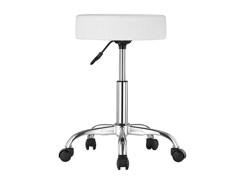 Taburete de Oficina SucceBuy Taburete con Ruedas Redondo Blanco, Altura Ajustable, Giratorio, Capacidad de 204KG