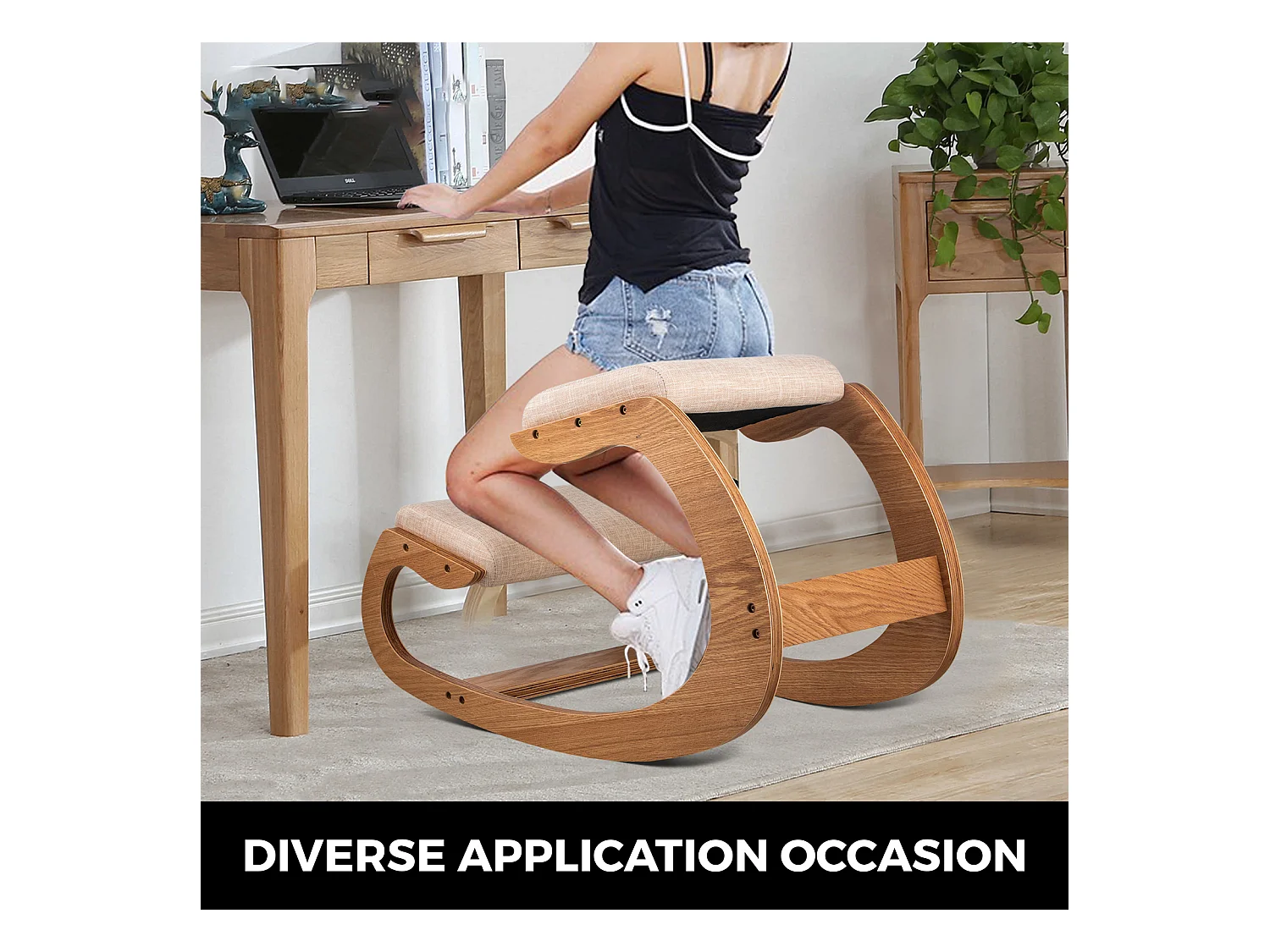 Tabouret Ergonomique - Siège Assis à Genoux, SucceBuy Tabouret en Bois Ergonomique à Genoux, à Bascule et Correcteur de Posture pour le Bureau et la Maison