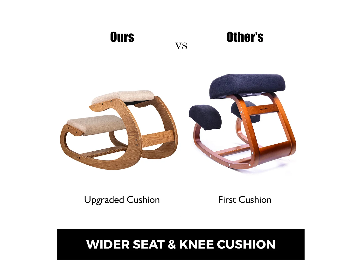 Tabouret Ergonomique - Siège Assis à Genoux, SucceBuy Tabouret en Bois Ergonomique à Genoux, à Bascule et Correcteur de Posture pour le Bureau et la Maison